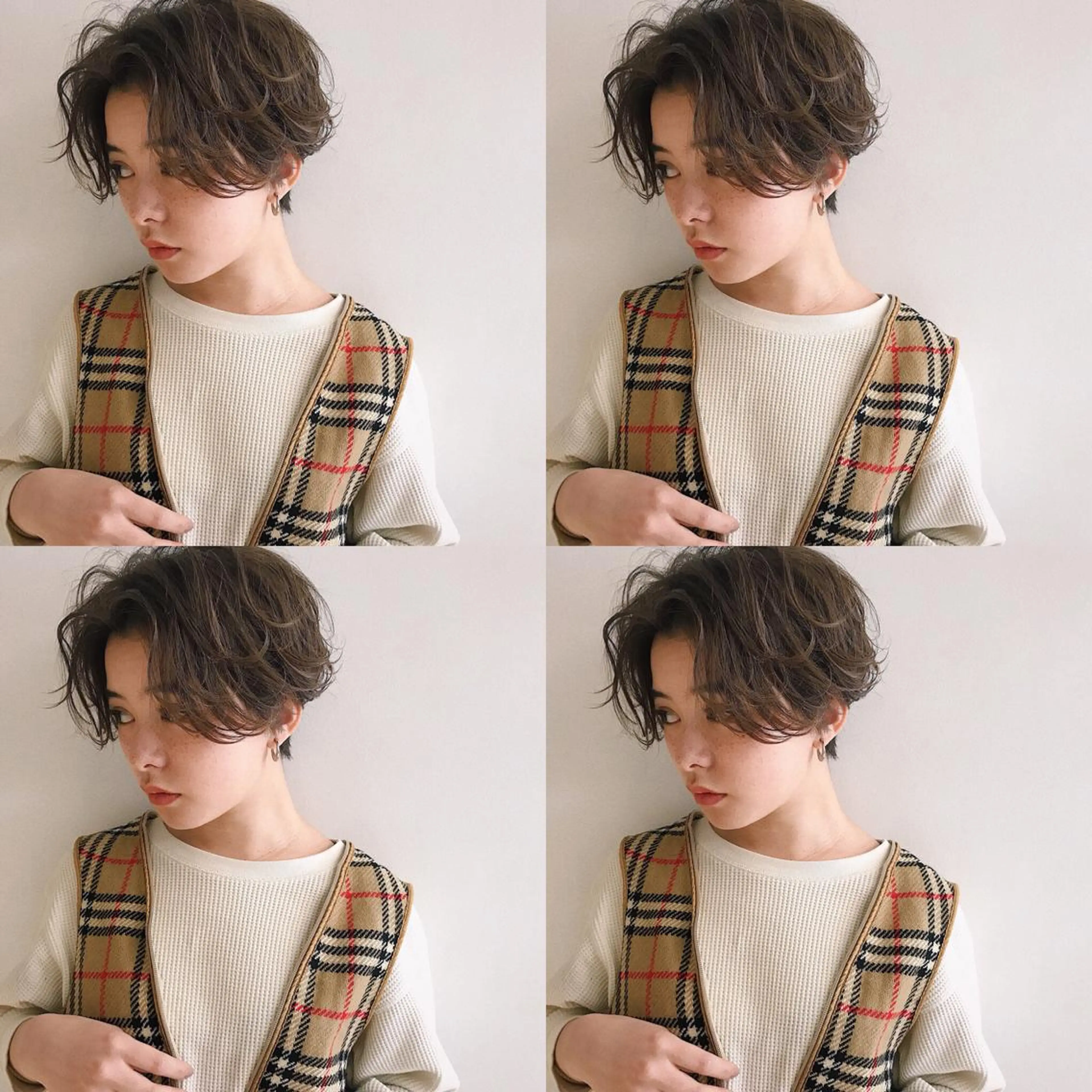 ショート カラー パーマ ヘアアレンジ ハンサムショート ショートヘア 小顔カット カット ヘアセット 松田 亮葉のヘアスタイル