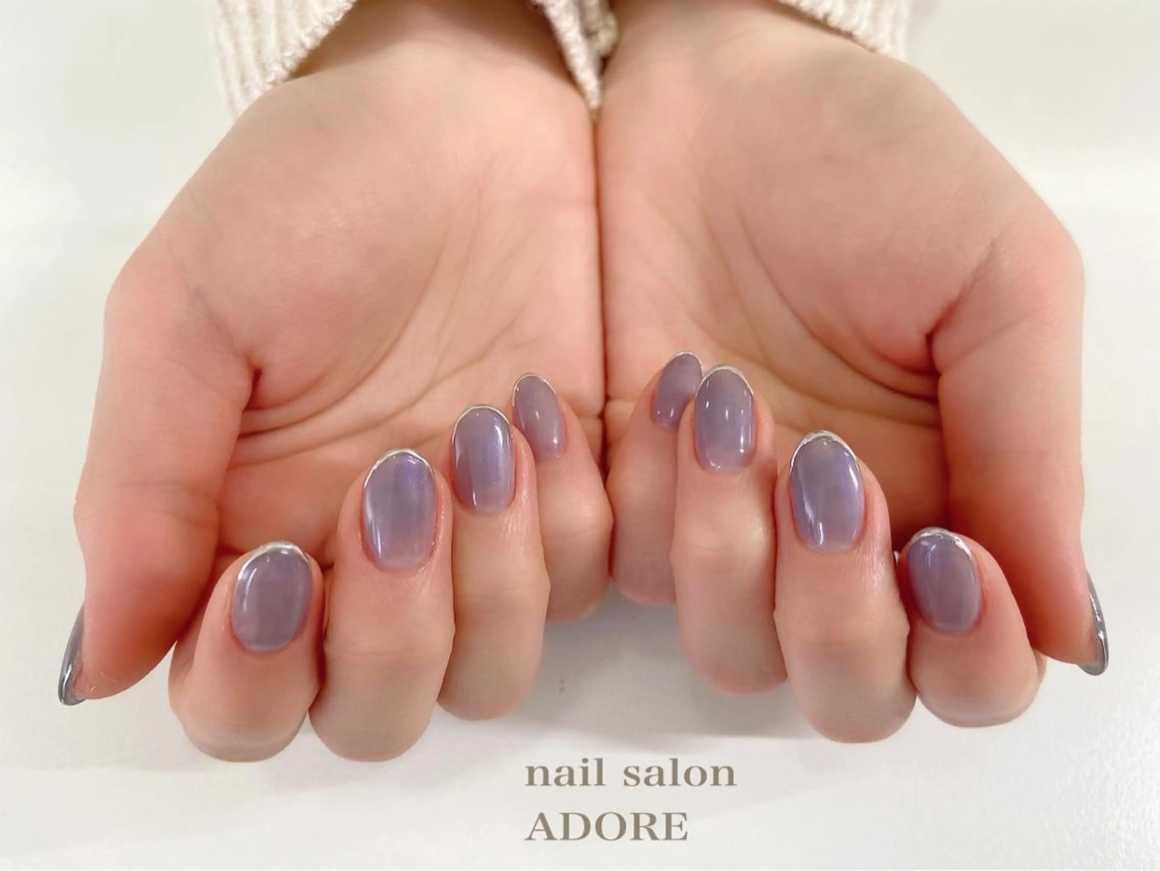 ネイル オーロラネイル クリアネイル ミラーネイル ニュアンスネイル シルバー nail salon ADORE所属・Adore nailのネイルデザイン