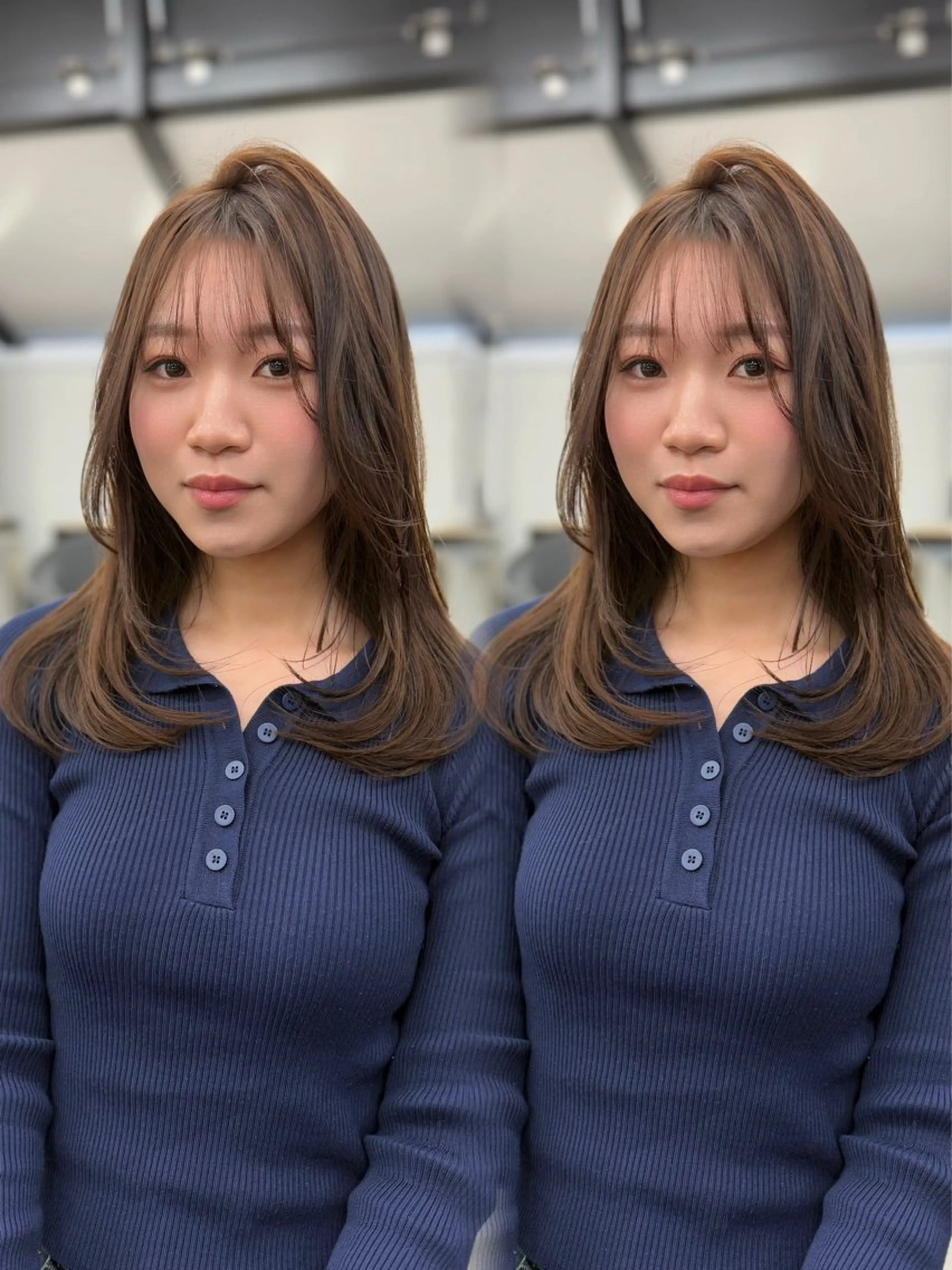 ロング カラー ベージュカラー ブリーチ ダブルカラー ブリーチなしカラー オリーブベージュ レイヤーカット/ 縮毛矯正/TERUのヘアスタイル