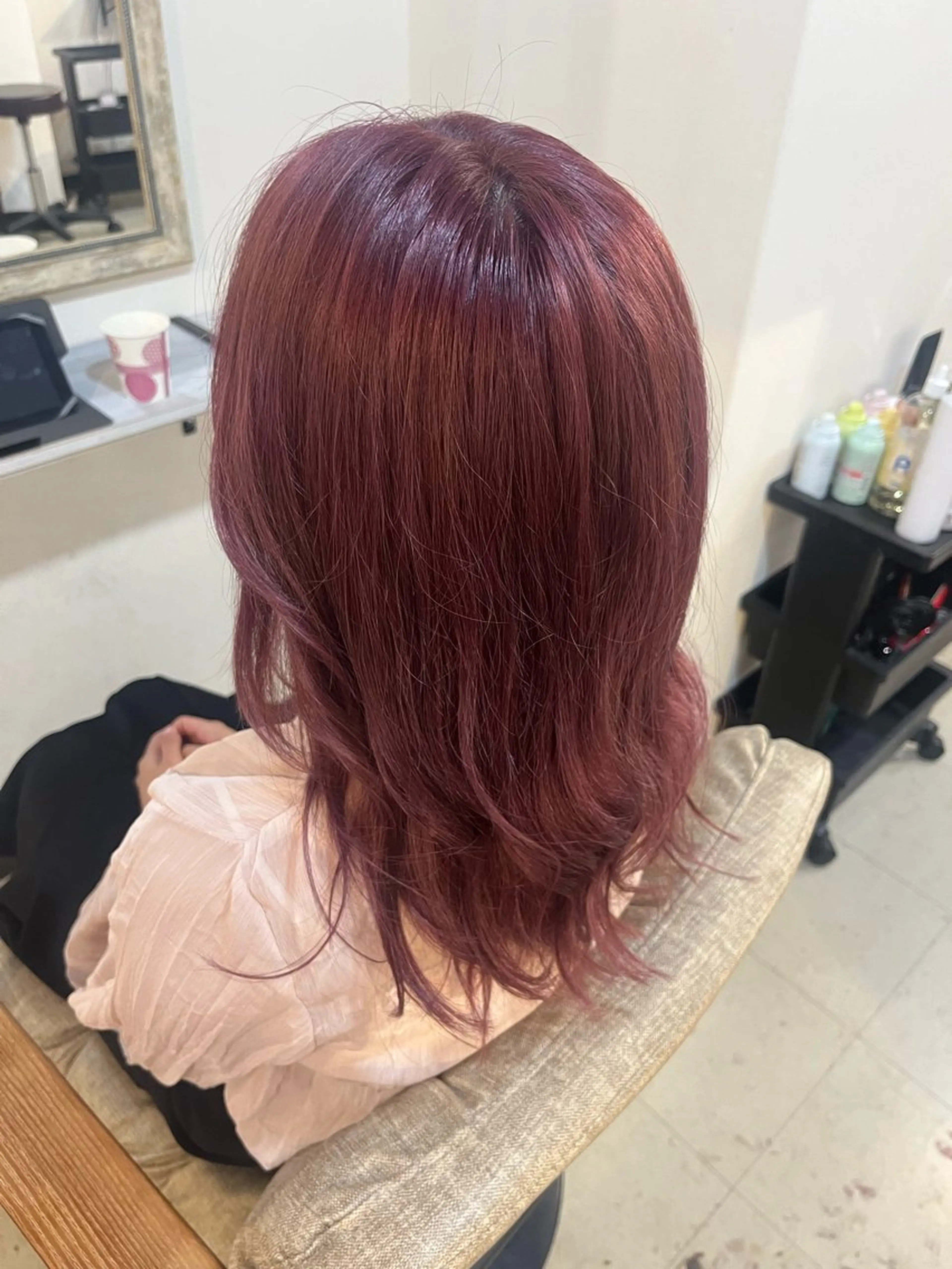 ミディアム カラー ラベンダーカラー ピンクカラー ピンクラベンダー Sherry/R 三川町　山本なつみのヘアスタイル