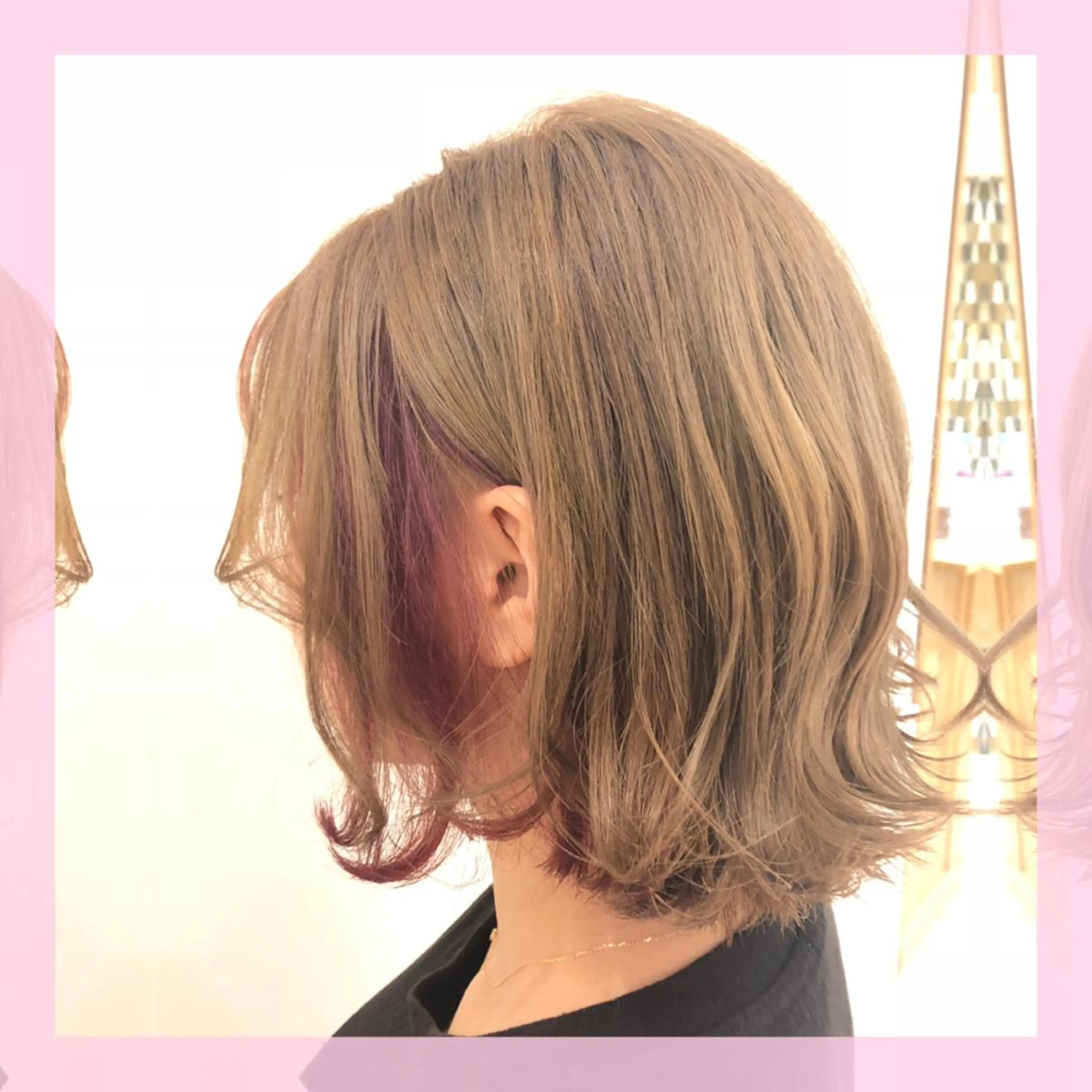 ミディアム カラー ハイトーンカラー インナーカラー ピンクカラー カット ヘアカラー 🍒前川 🍒のヘアスタイル