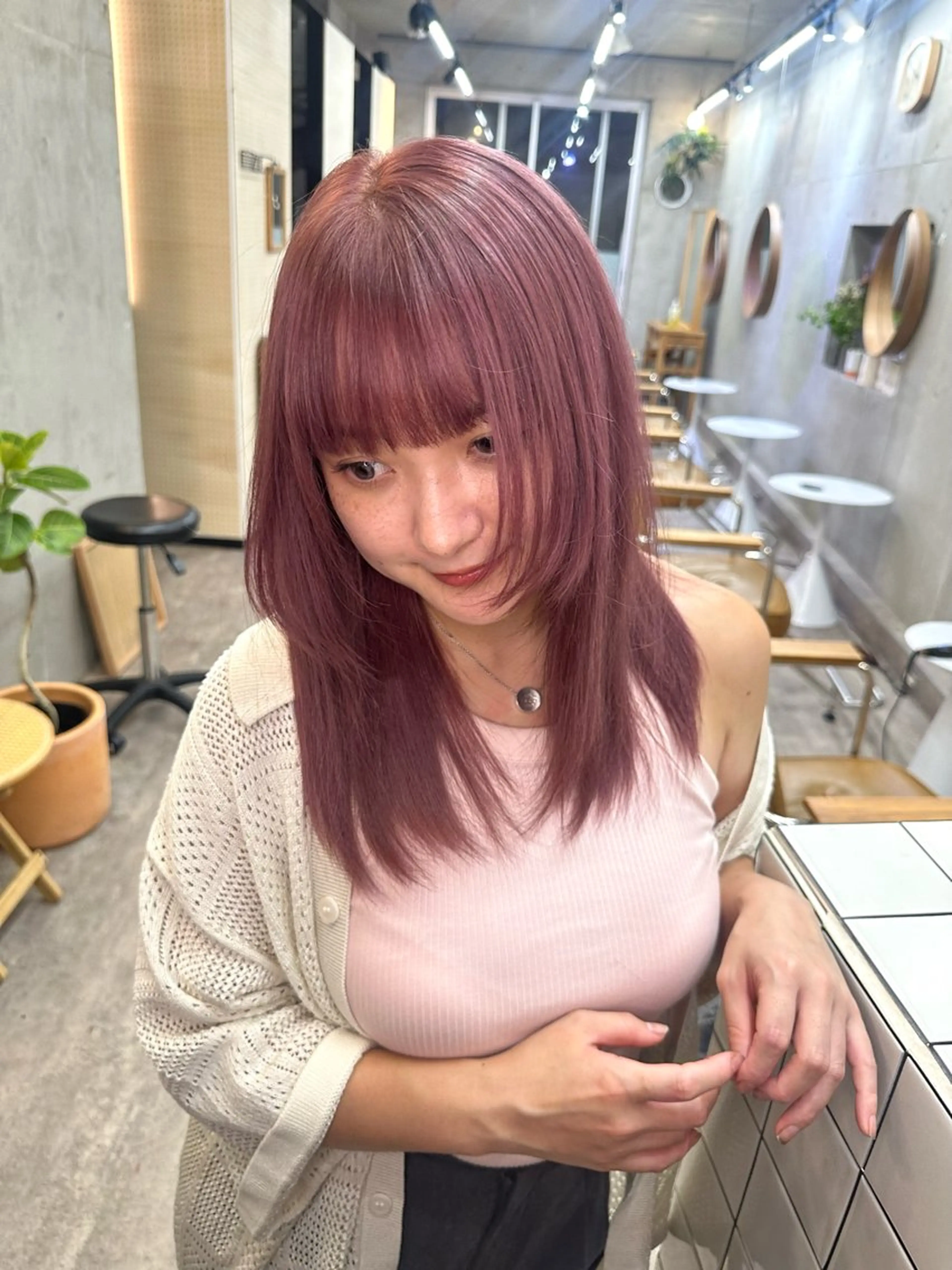 ミディアム カラー ラベンダーカラー ラベンダーピンク ピンクカラー カット ヘアカラー トリートメント カットモデル募集中 ／HARUKA🎀のヘアスタイル