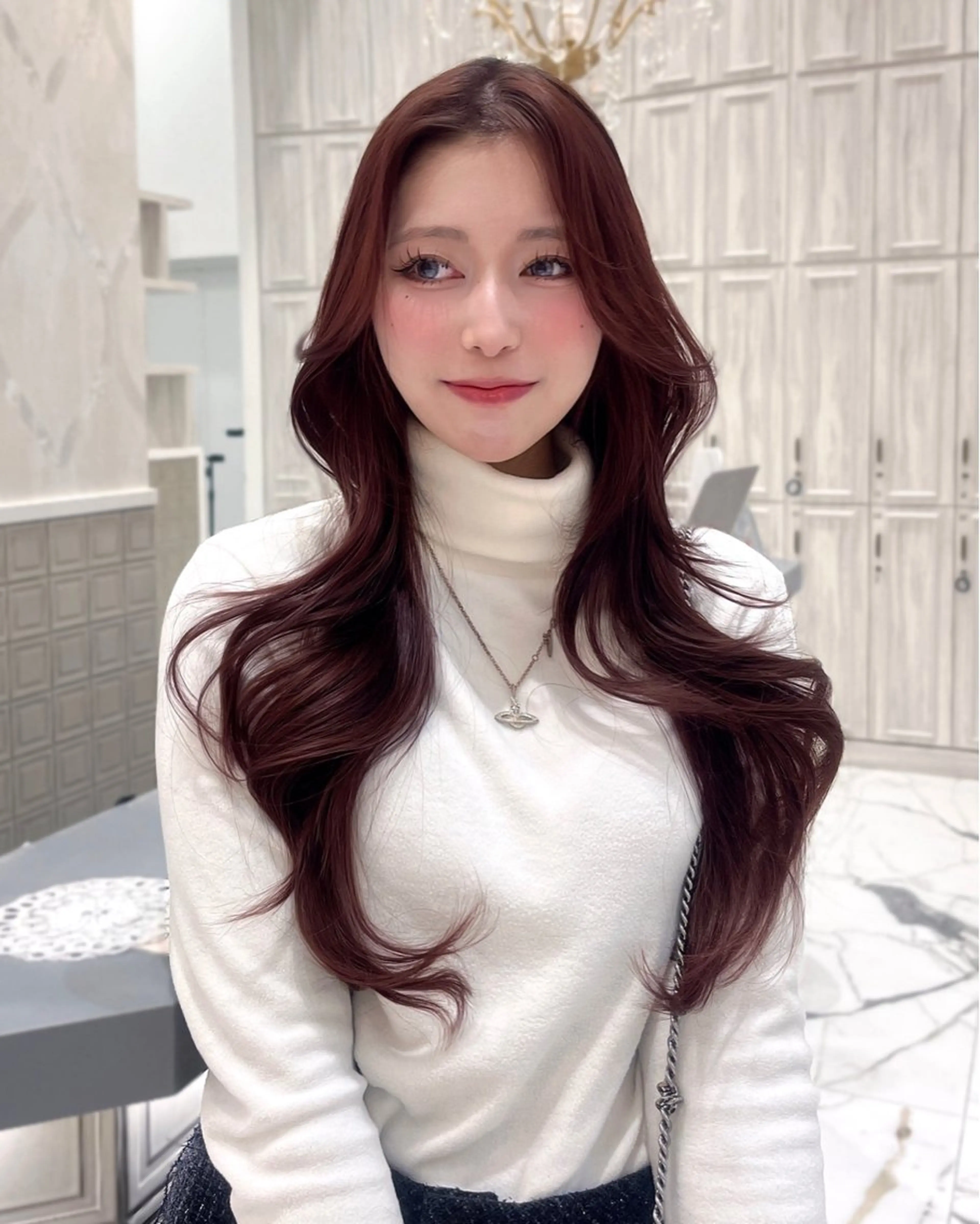 ロング 韓国風ヘア レイヤーカット カット ヘアカラー トレンド韓国モテヘア Natsuki🌛のヘアスタイル
