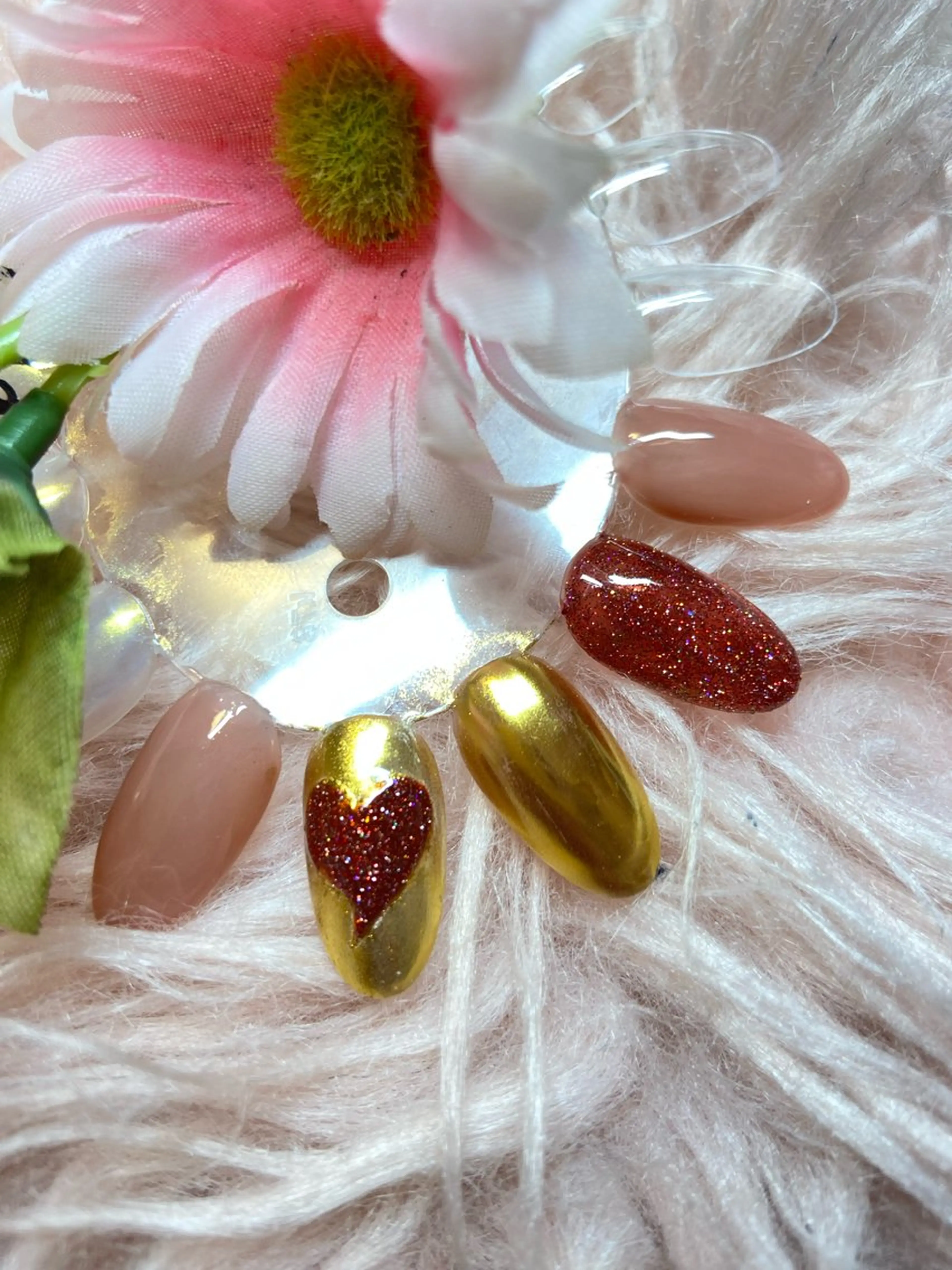 ネイル フラッシュネイル ミラーネイル 黄色 HandSnail 座間自宅ネイルサロンのネイルデザイン