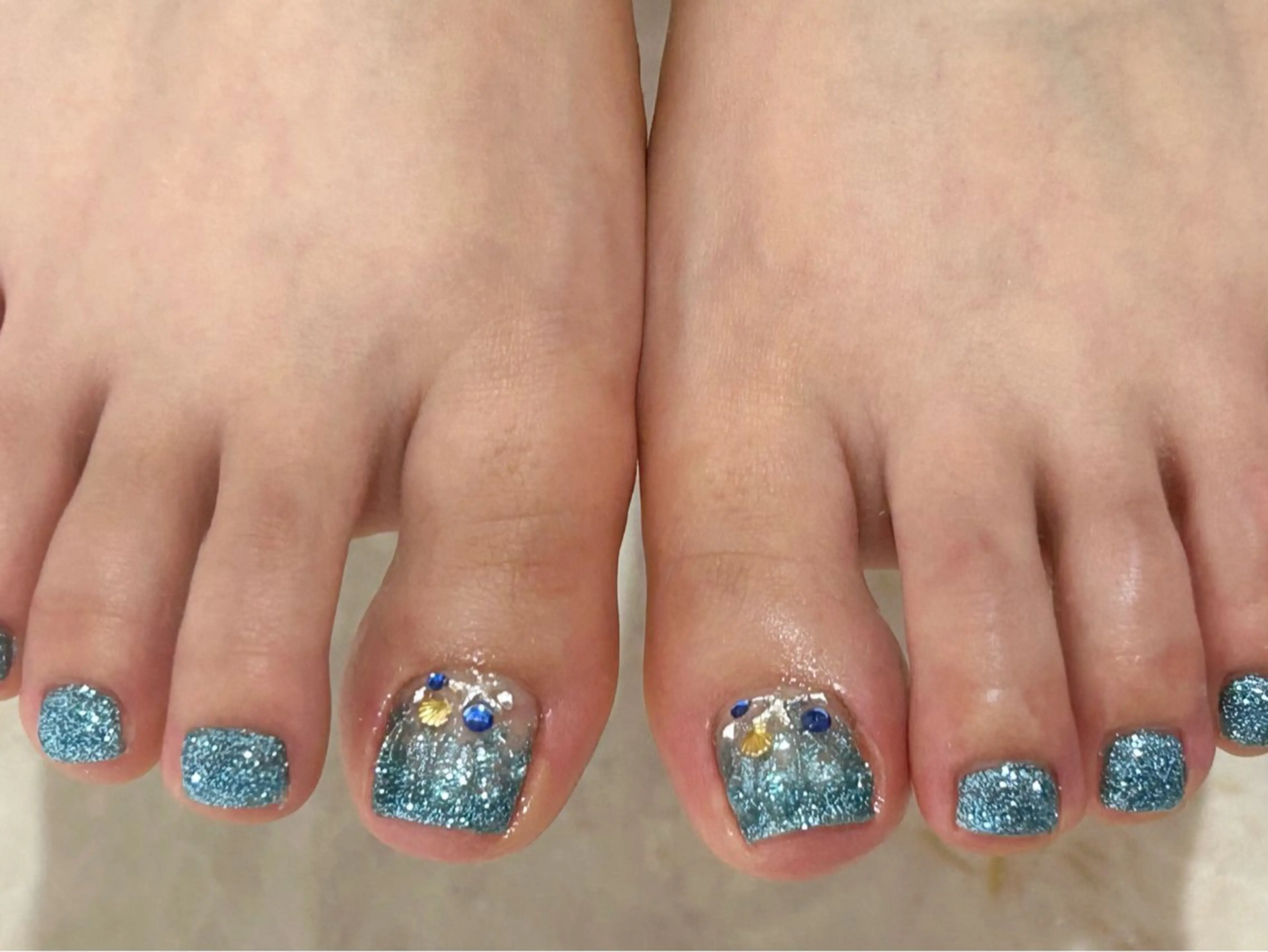 ネイル アートネイル ブルー ラメ(グリッター) ぷっくりネイル Bianca栄店 はるなのネイルデザイン