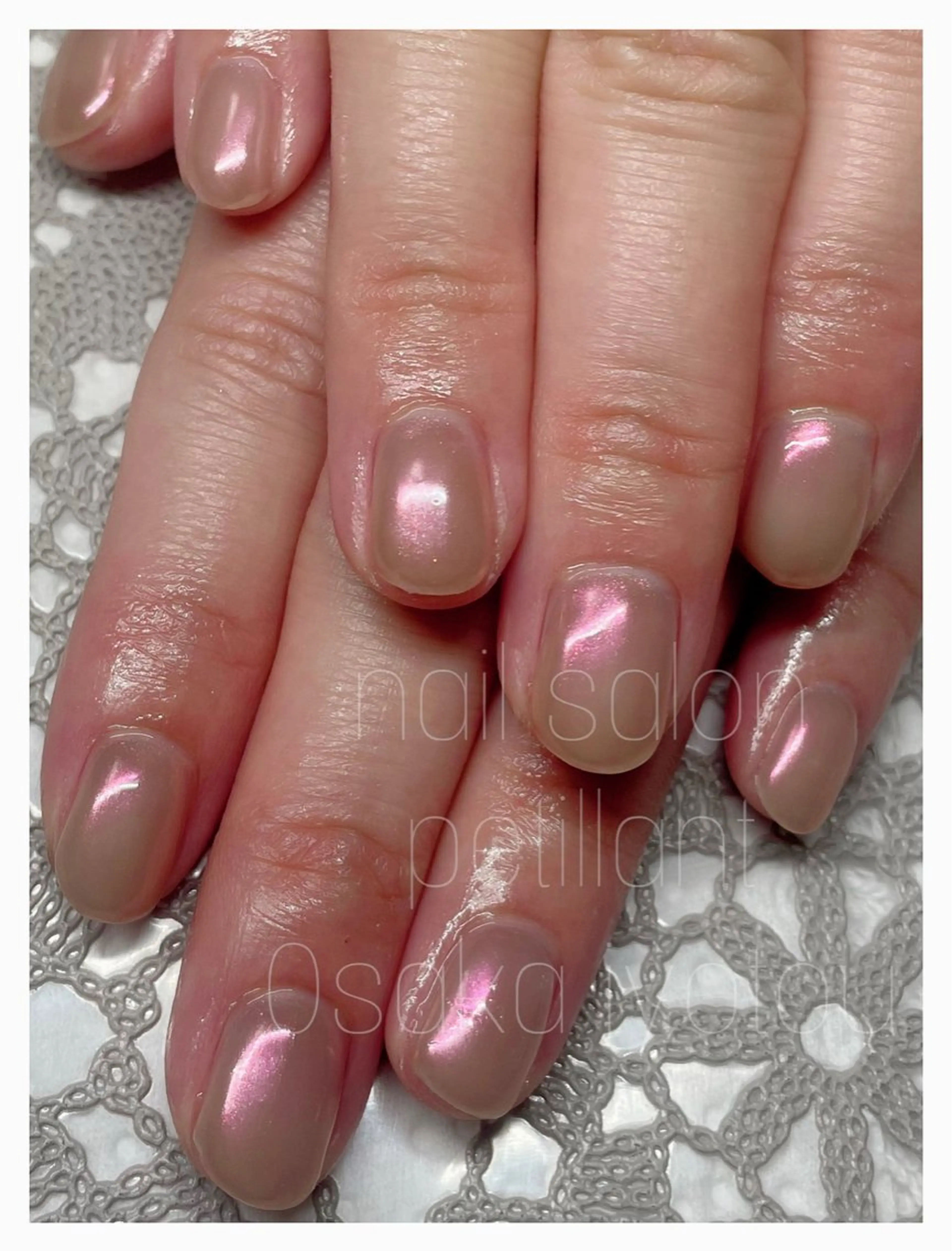 ネイル アートネイル マグネットネイル ピンク nail salon petillantのネイルデザイン