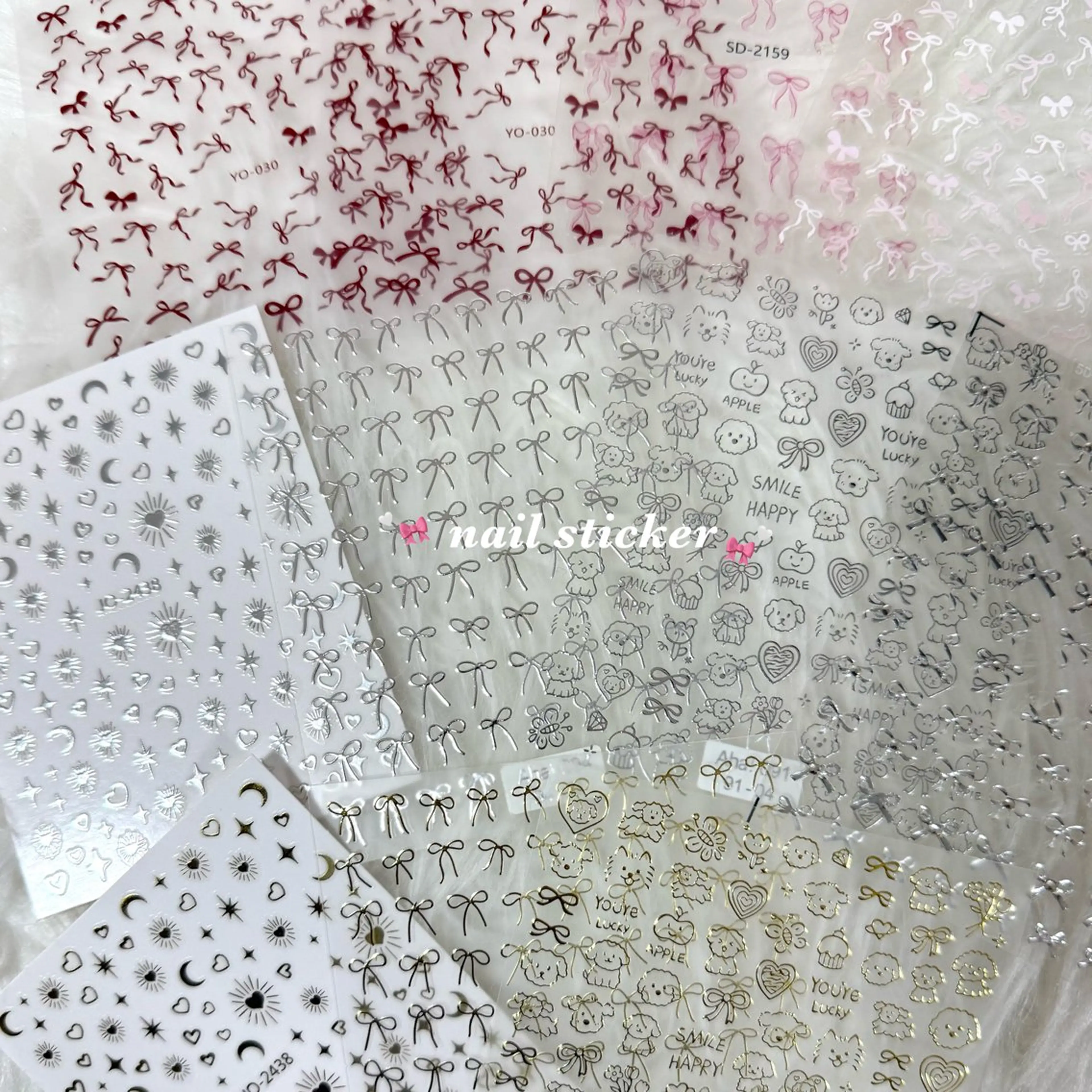 ネイル ガーリー 韓国ネイル リボン ワンホンネイル Blanche　mimii所属・Blanche Ayaのネイルデザイン