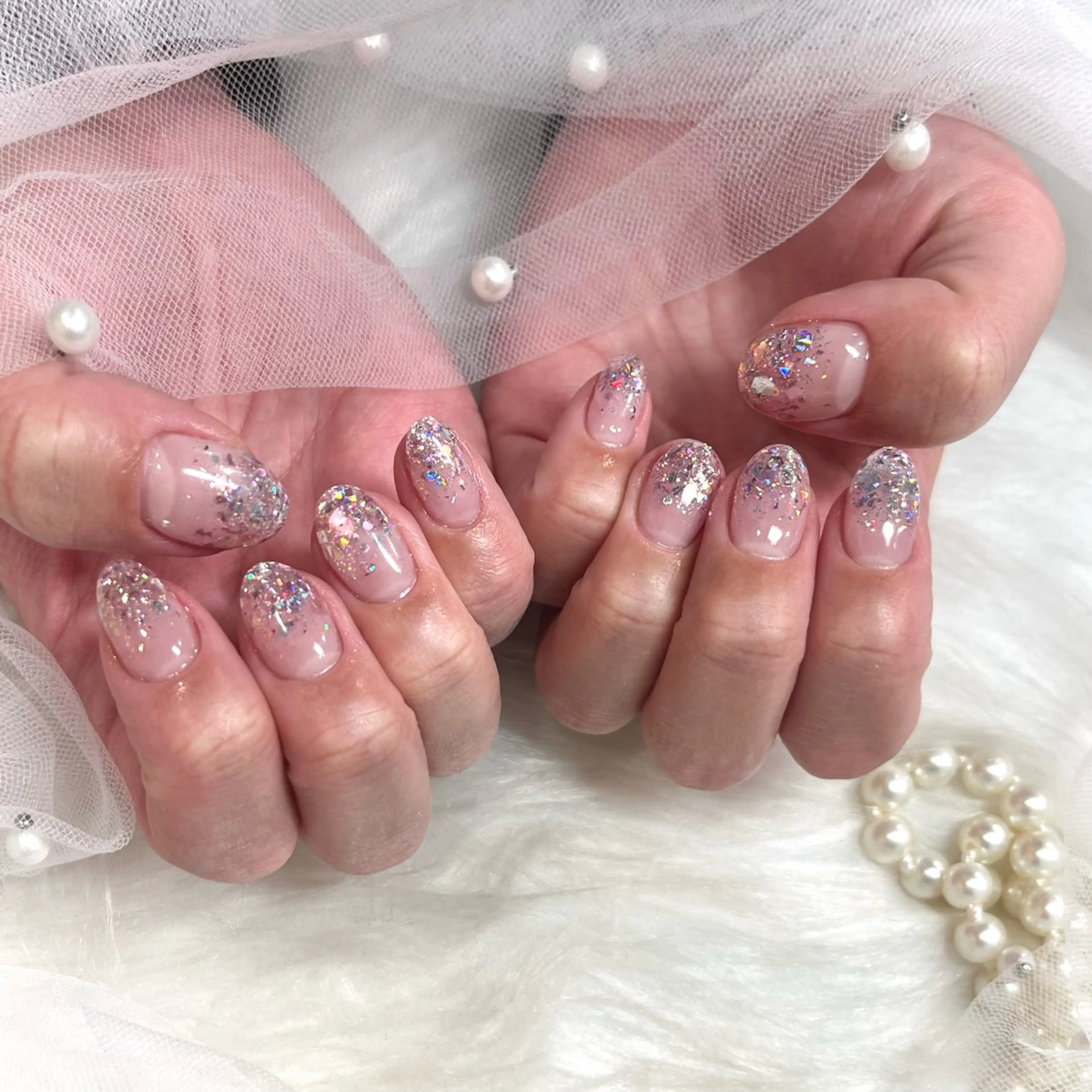 ネイル グラデーション キラキラネイル ラメ(グリッター) ラメグラデーション Zir nail🪽 Otohaのネイルデザイン