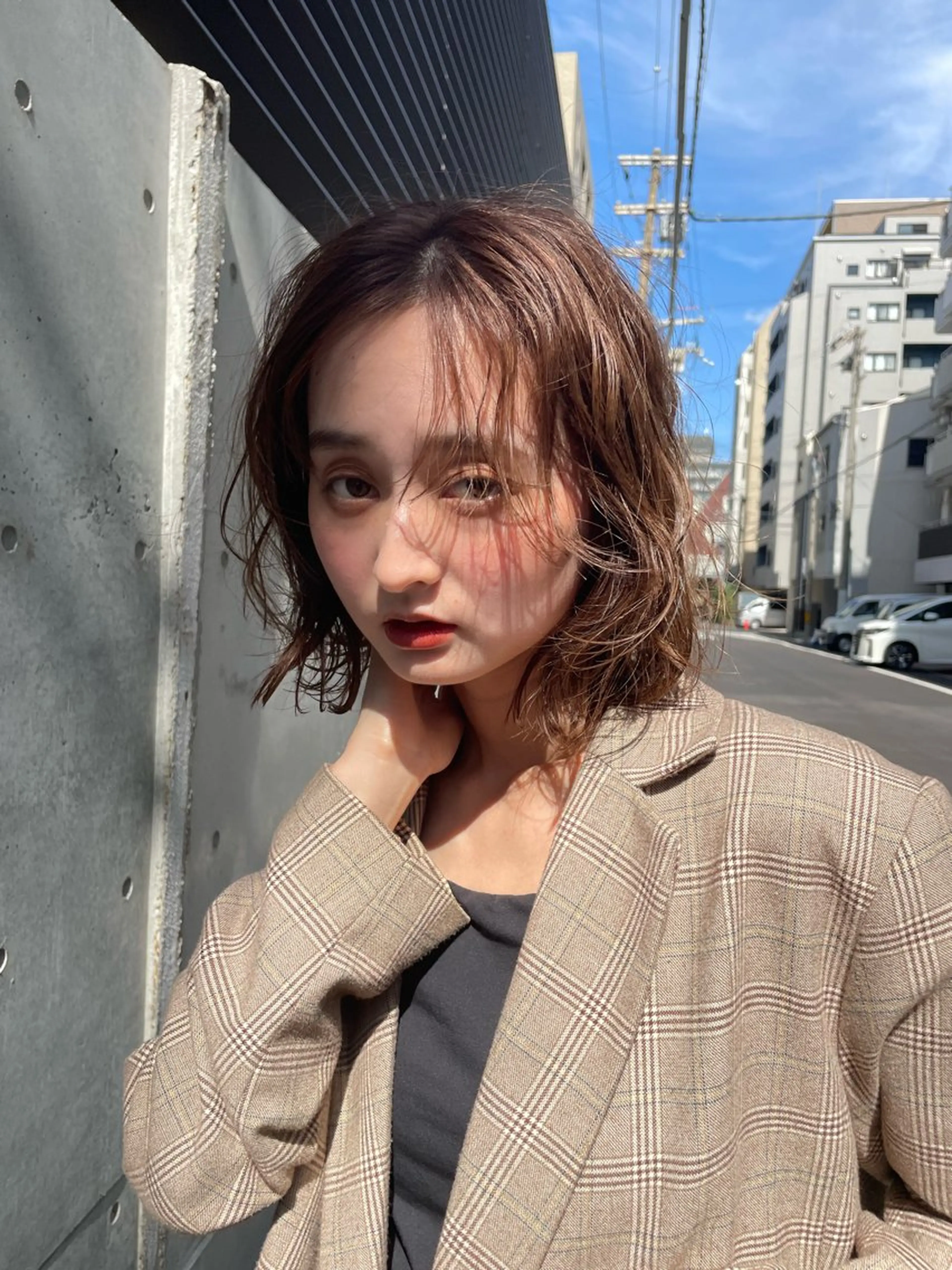 ミディアム ERINA/レイヤー /梅田のヘアスタイル