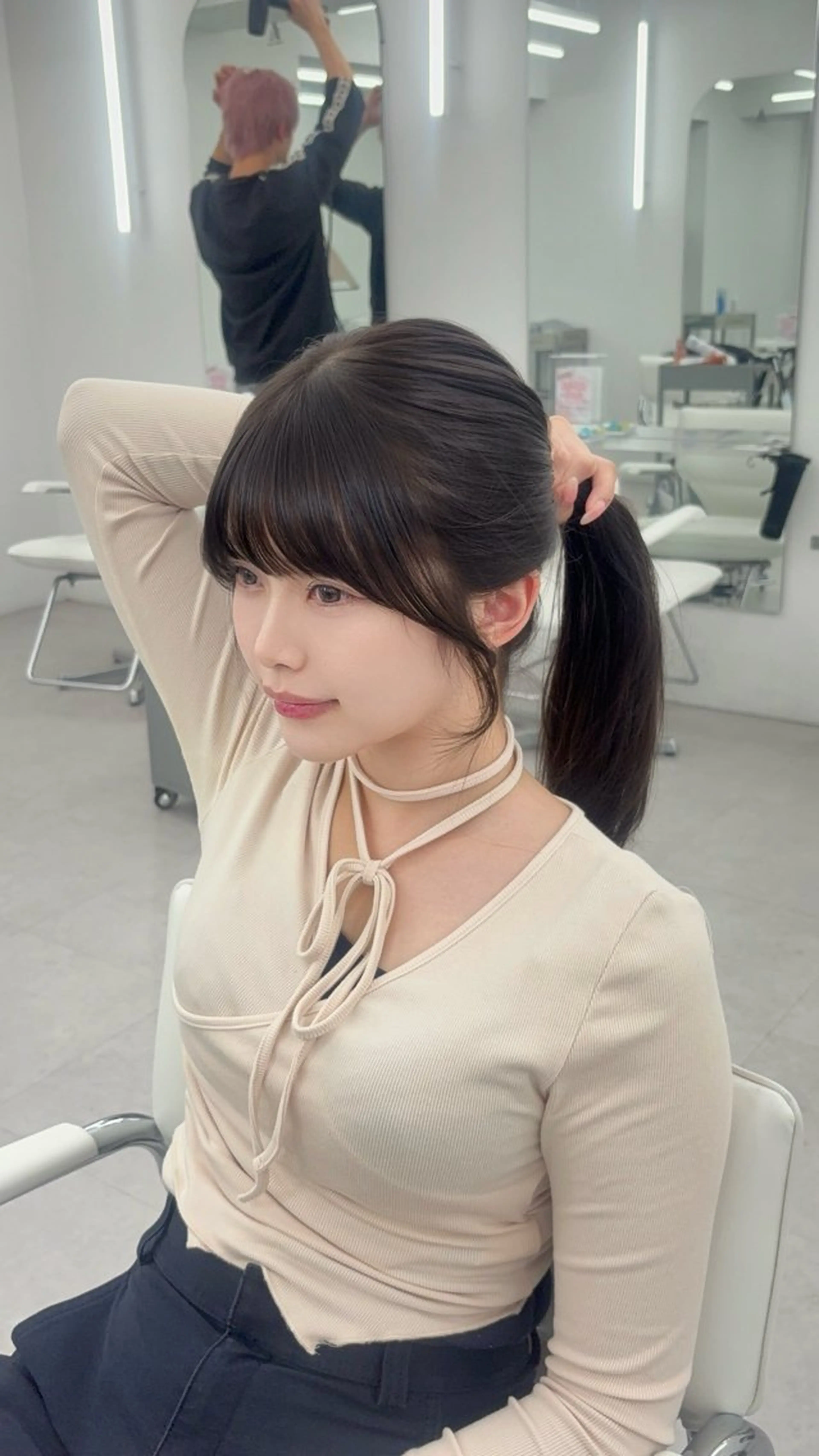 ロング カラー レイヤーカット 小顔カット カット ヘアカラー トリートメント 韓国ヘア/レイヤー/ 顔まわり足立遥奈のヘアスタイル