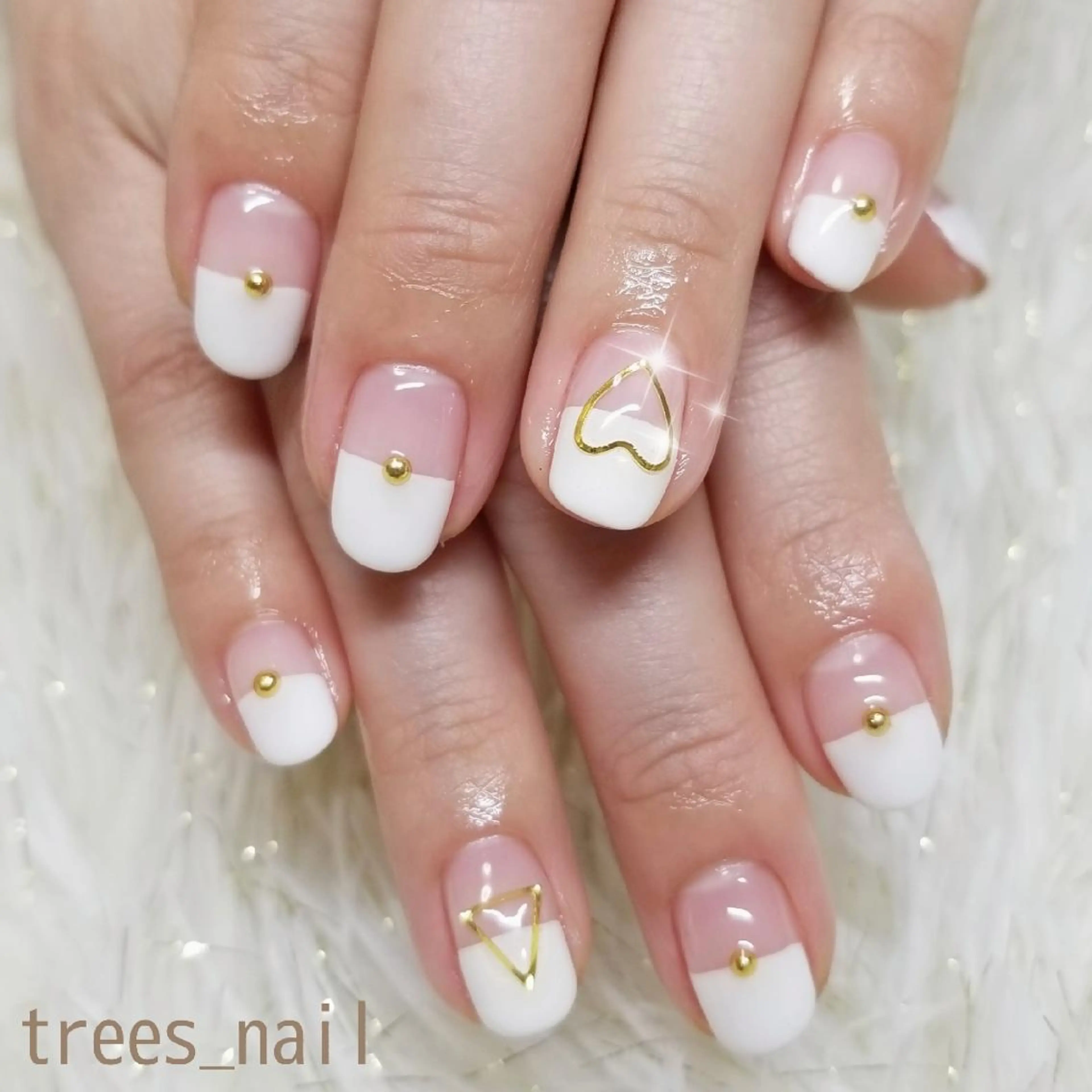 ネイル フレンチネイル ハート ハンドネイル フットネイル trees_ nailのネイルデザイン