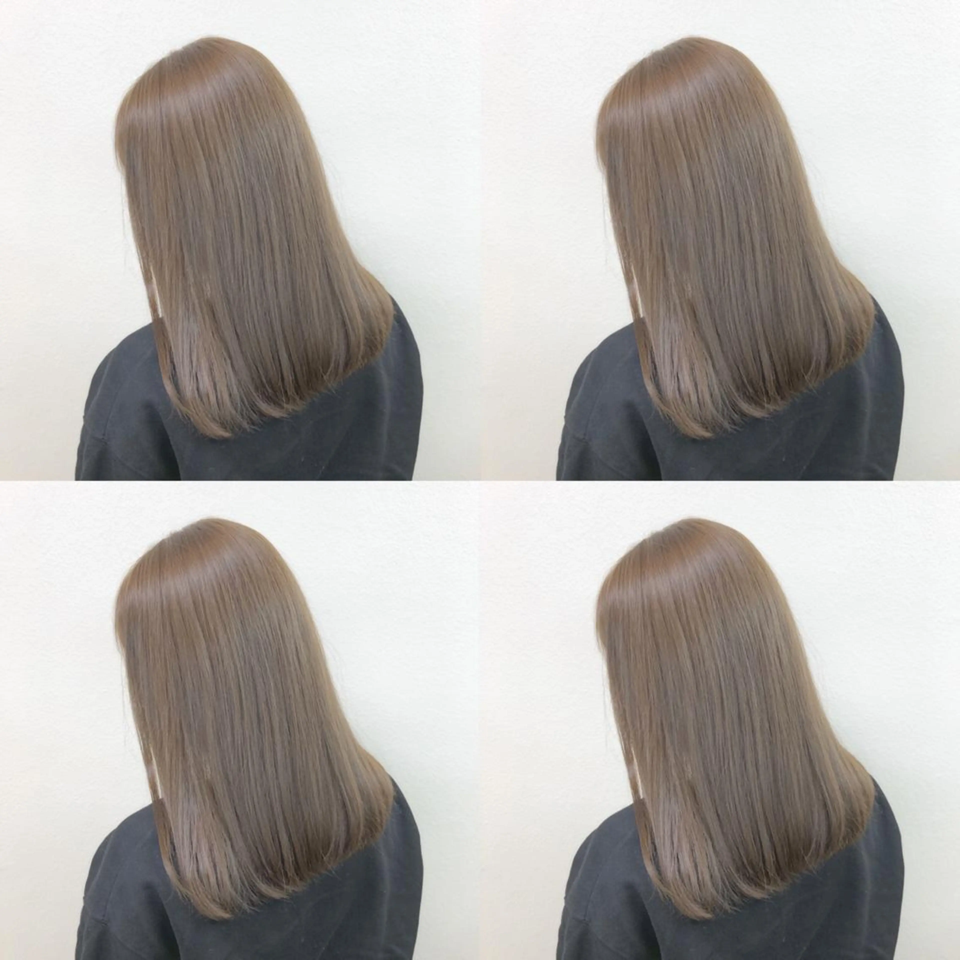 ミディアム カラー ブリーチ ブリーチなしカラー レイヤーカット 透明感カラーのヘアスタイル