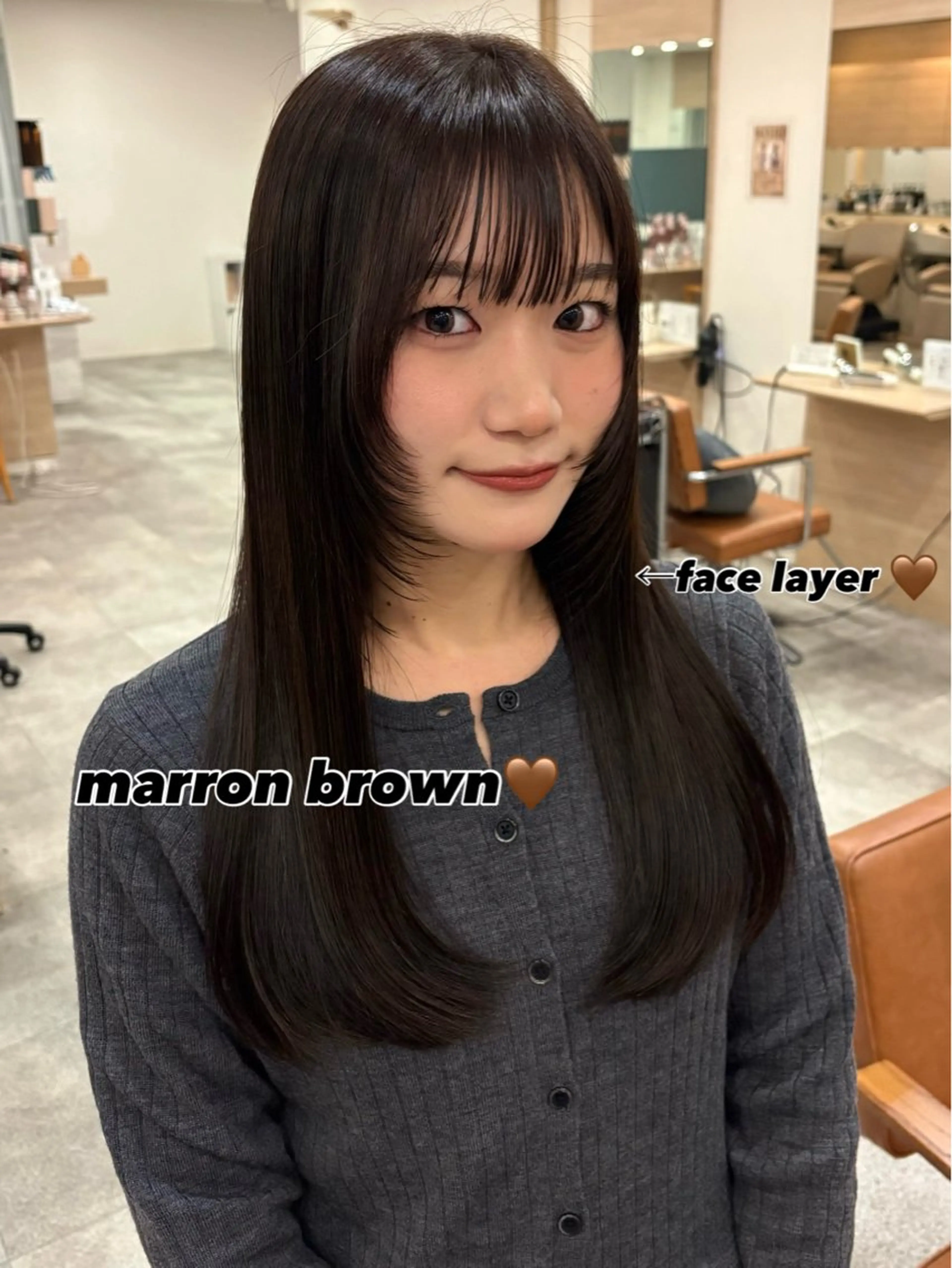 ロング 顔まわりレイヤー レイヤーカット ヘアカラー レイヤー/ 透明感カラー/チナツのヘアスタイル