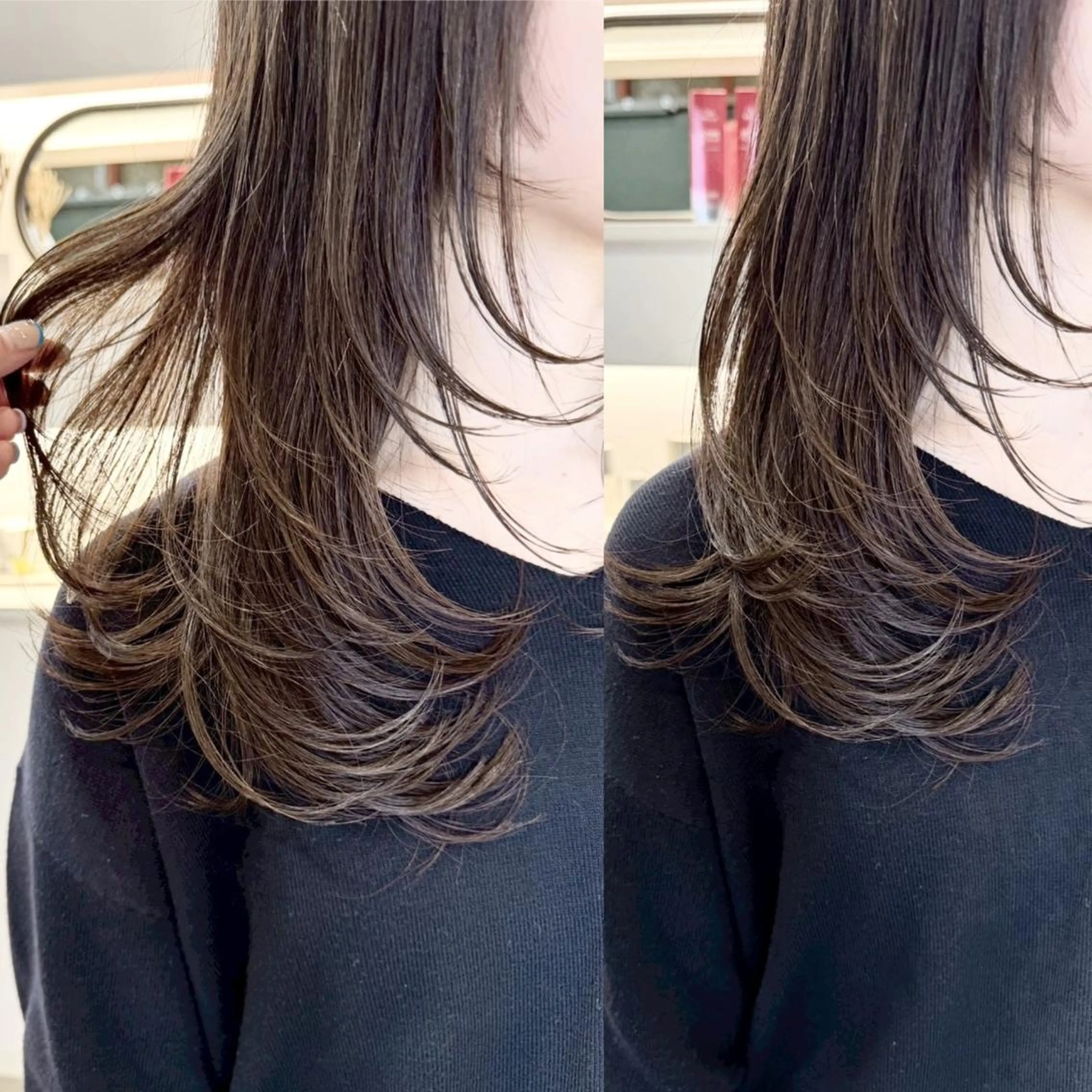 ロング カラー ハッシュカット レイヤーカット カット 韓国ヘア/レイヤー /髪質改善🦋イブキのヘアスタイル