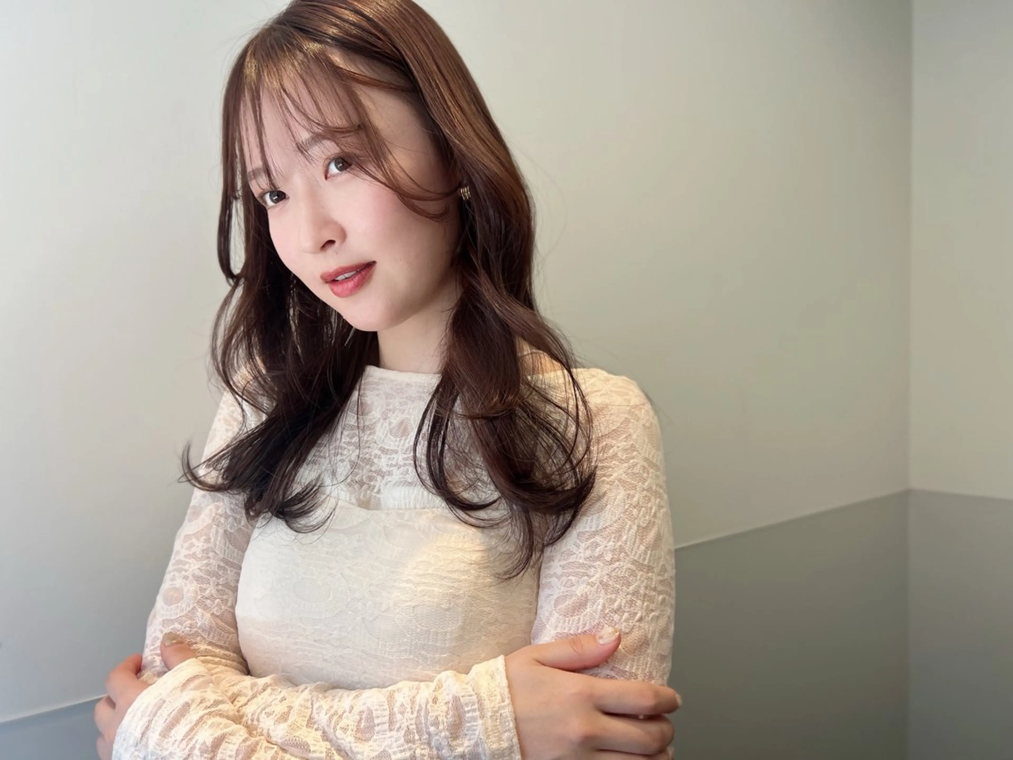 セミロング 韓国風ヘア カット ヘアカラー トリートメント 韓国モテhair🍑 momoのヘアスタイル