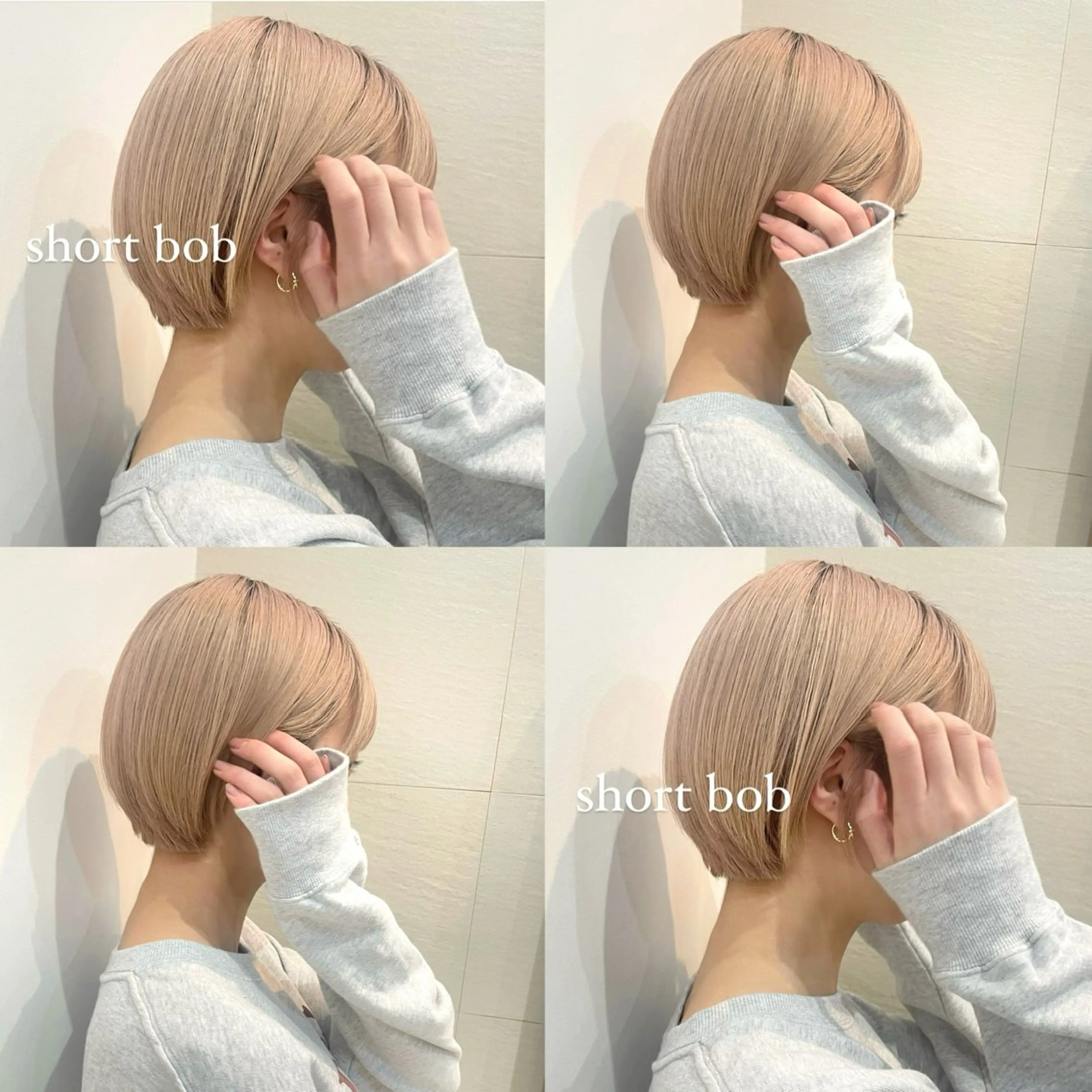 ショート カラー ショートボブ ベージュカラー ミルクティーベージュ ボブ ショートヘア 顔まわり🥨レイヤー /透明感/まいなのヘアスタイル