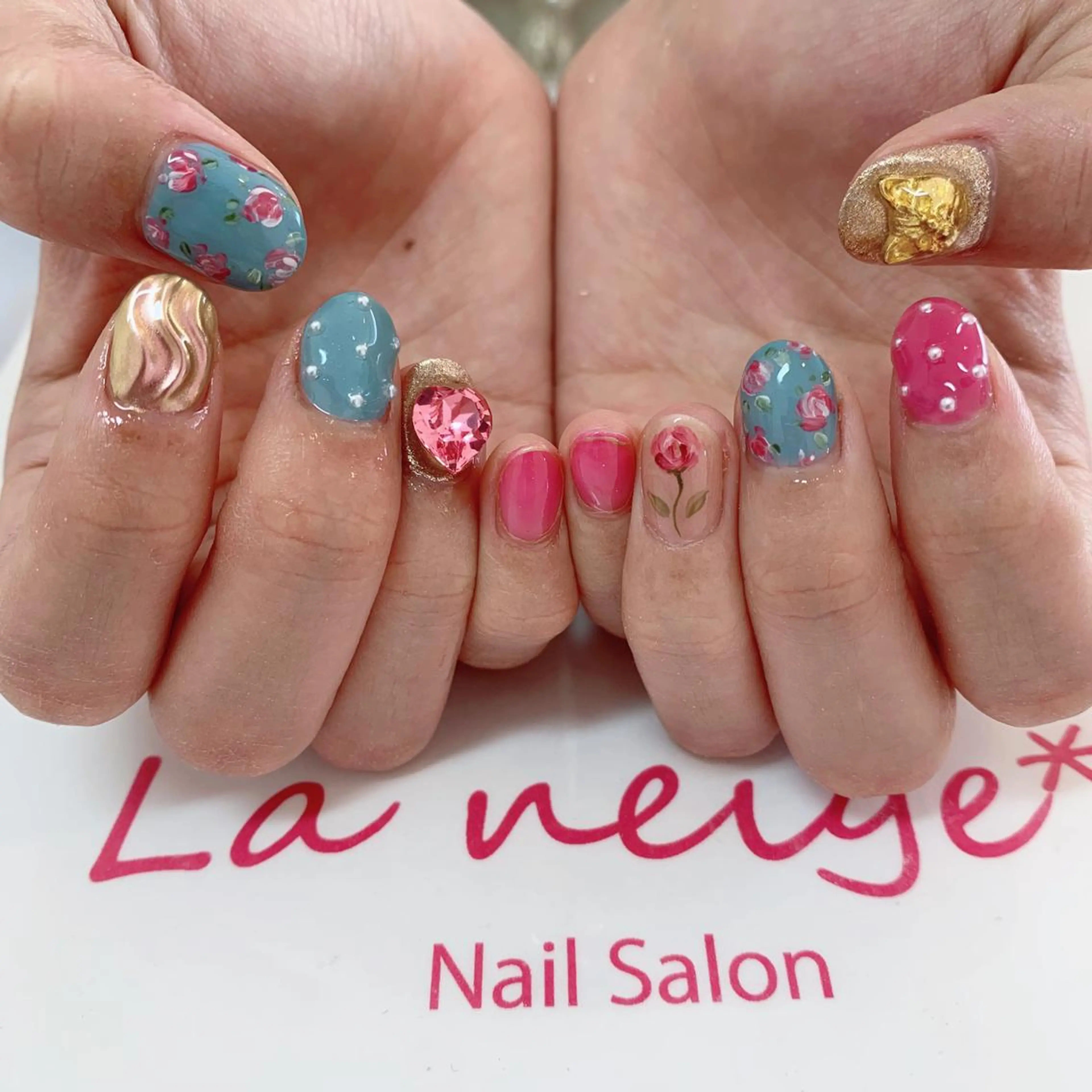 ネイル ハート ハンドネイル La neige* yuki 🐩🌙のネイルデザイン