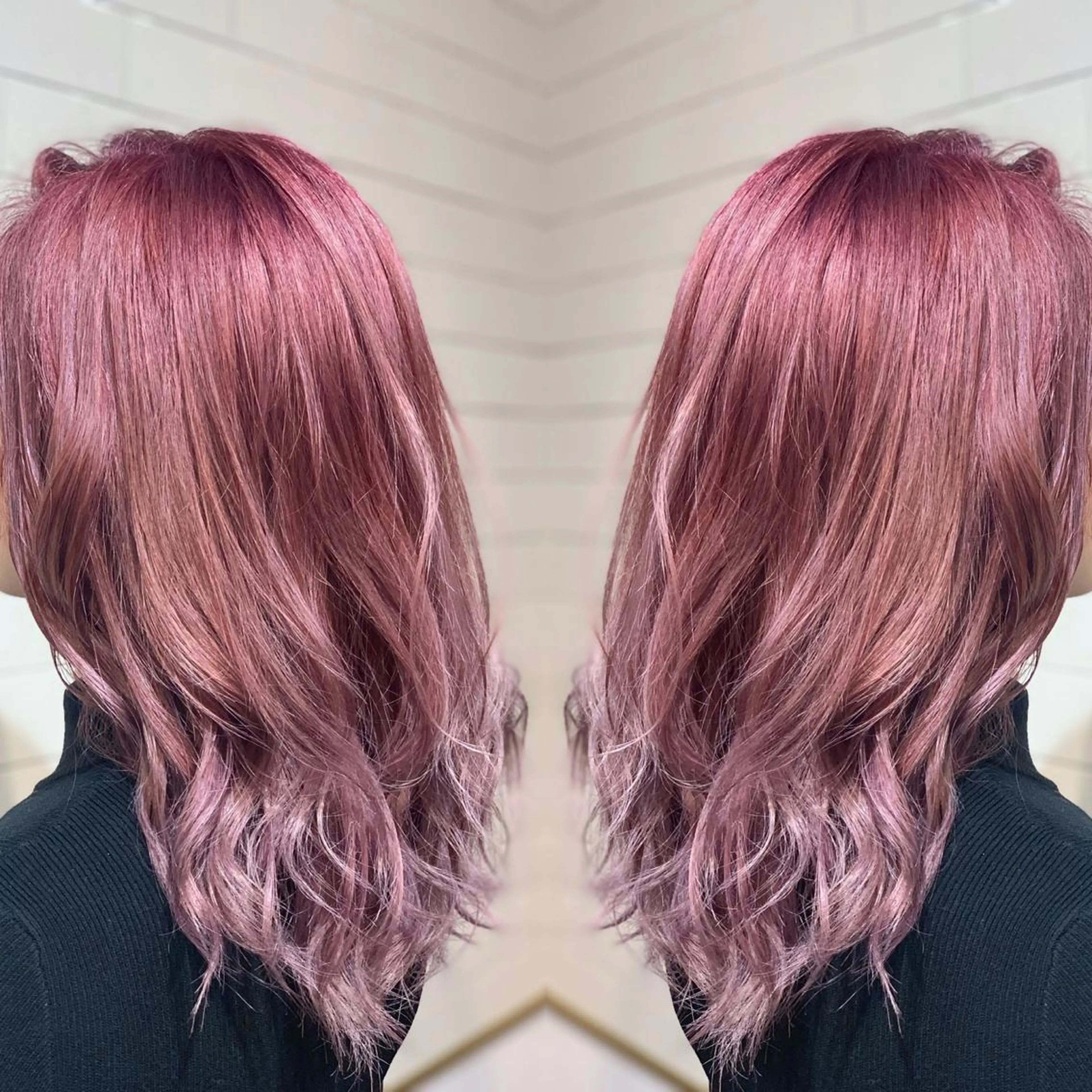 ミディアム カラー ヘアアレンジ カット 縮毛矯正 トリートメント 髪質改善×ハイトーン 中田啄也のヘアスタイル