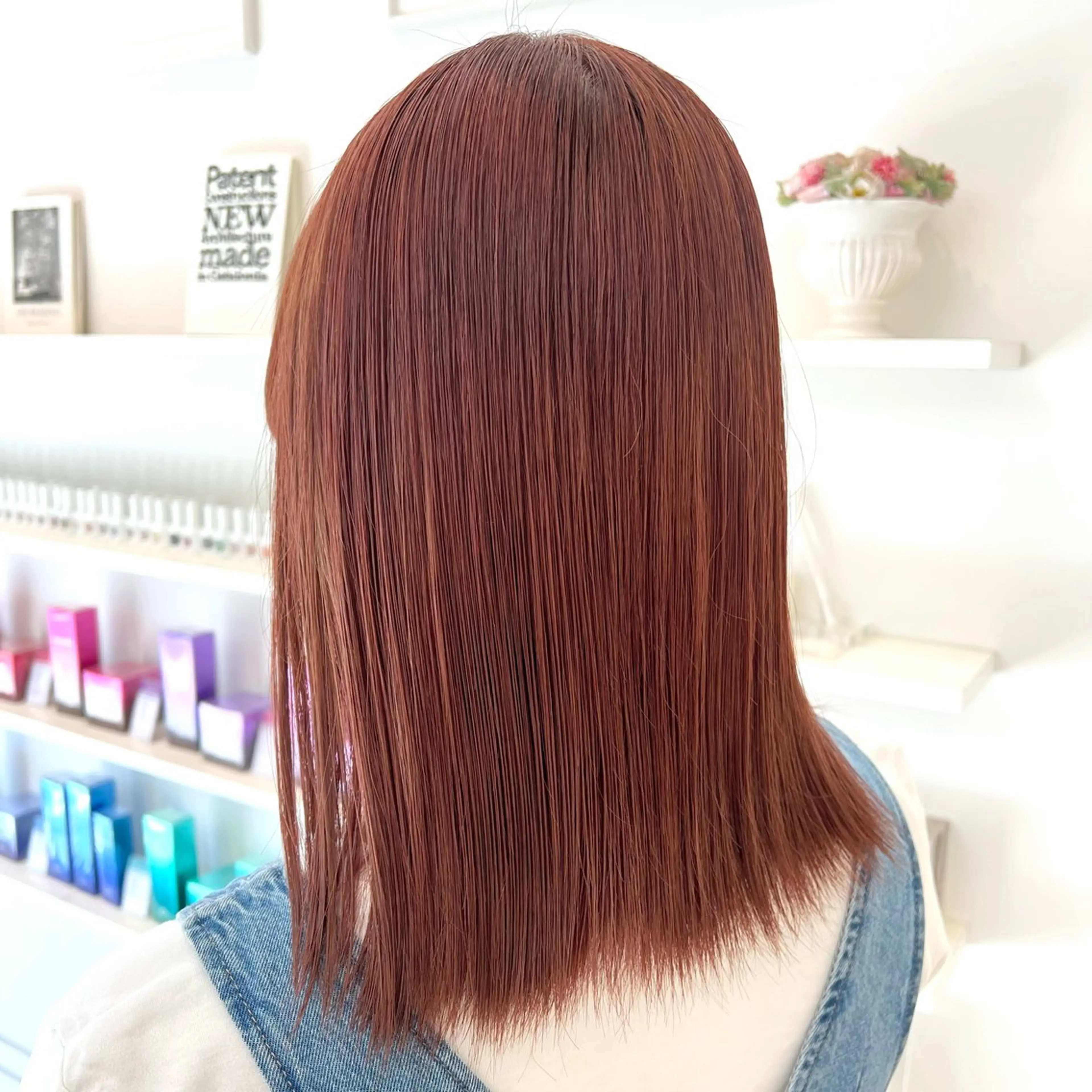 ミディアム カラー ダブルカラー オレンジ オレンジピンク ピンクカラー ParveMix いしいまお🌼のヘアスタイル