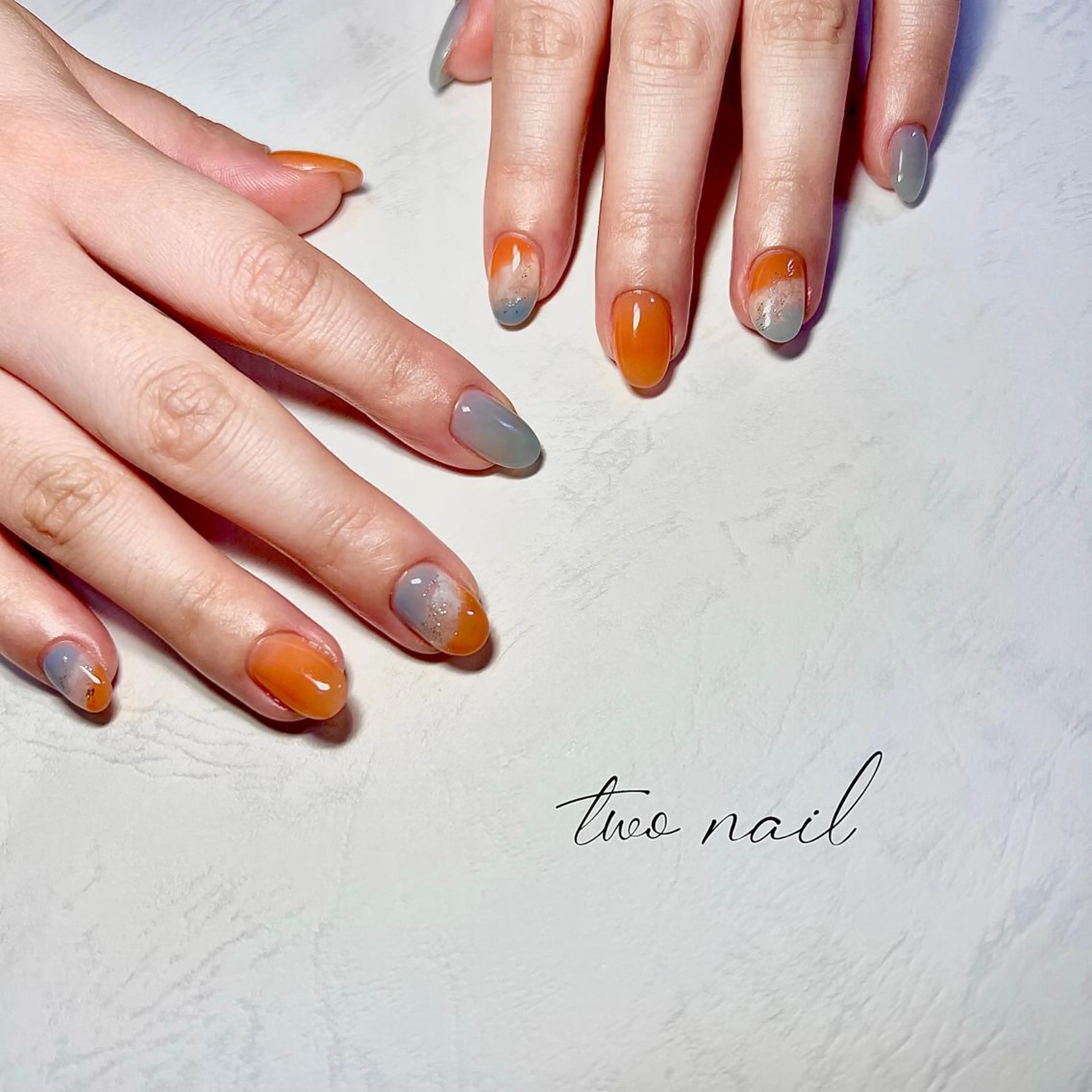 ネイル アートネイル フットネイル ハート ニュアンスネイル ホワイト two nailのネイルデザイン