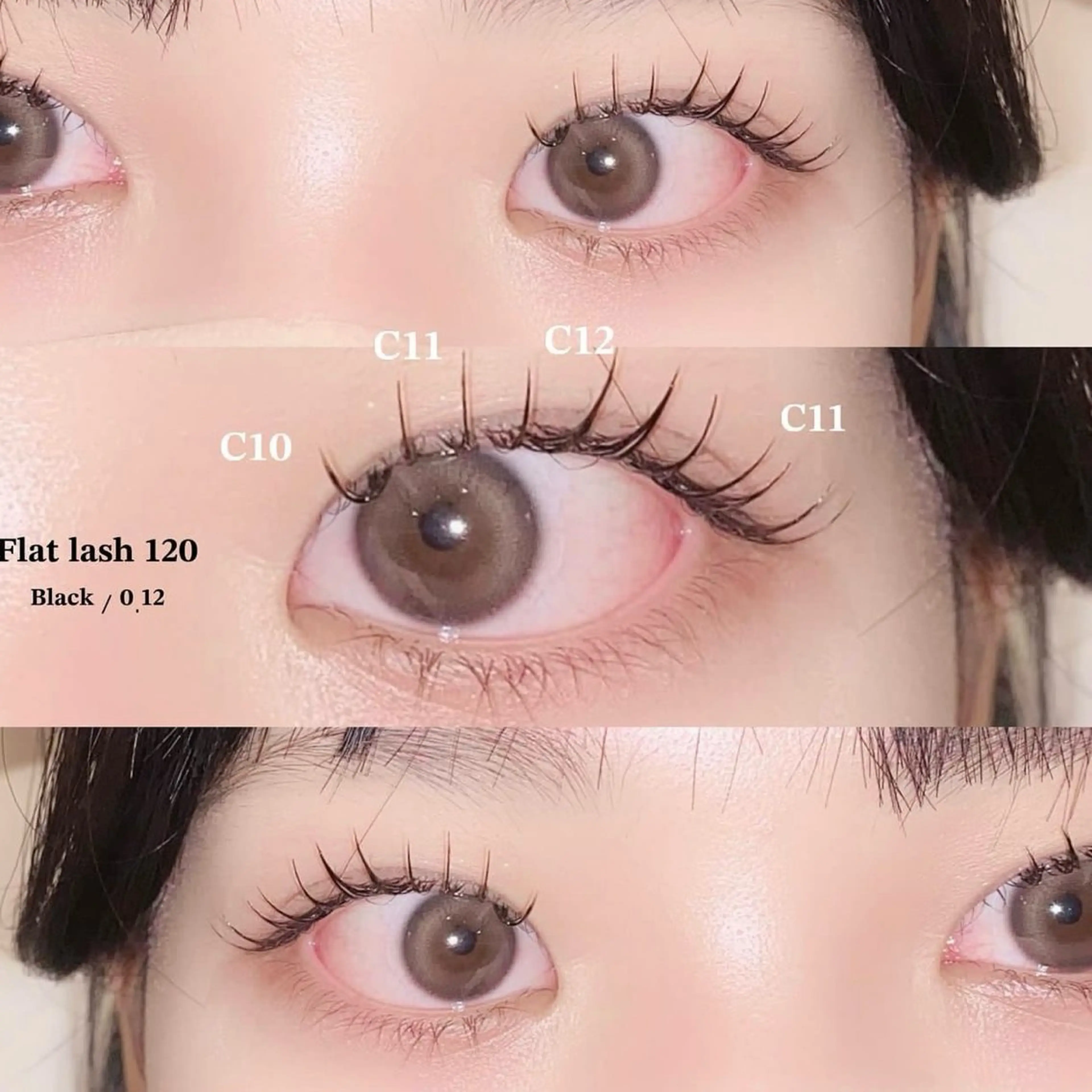 マツエク・マツパ 束感まつ毛 フラットラッシュ 韓国風マツエク パリジェンヌラッシュリフト ボリュームラッシュ 肌に馴染むハイトーン /ミルクティーカラーのヘアスタイル