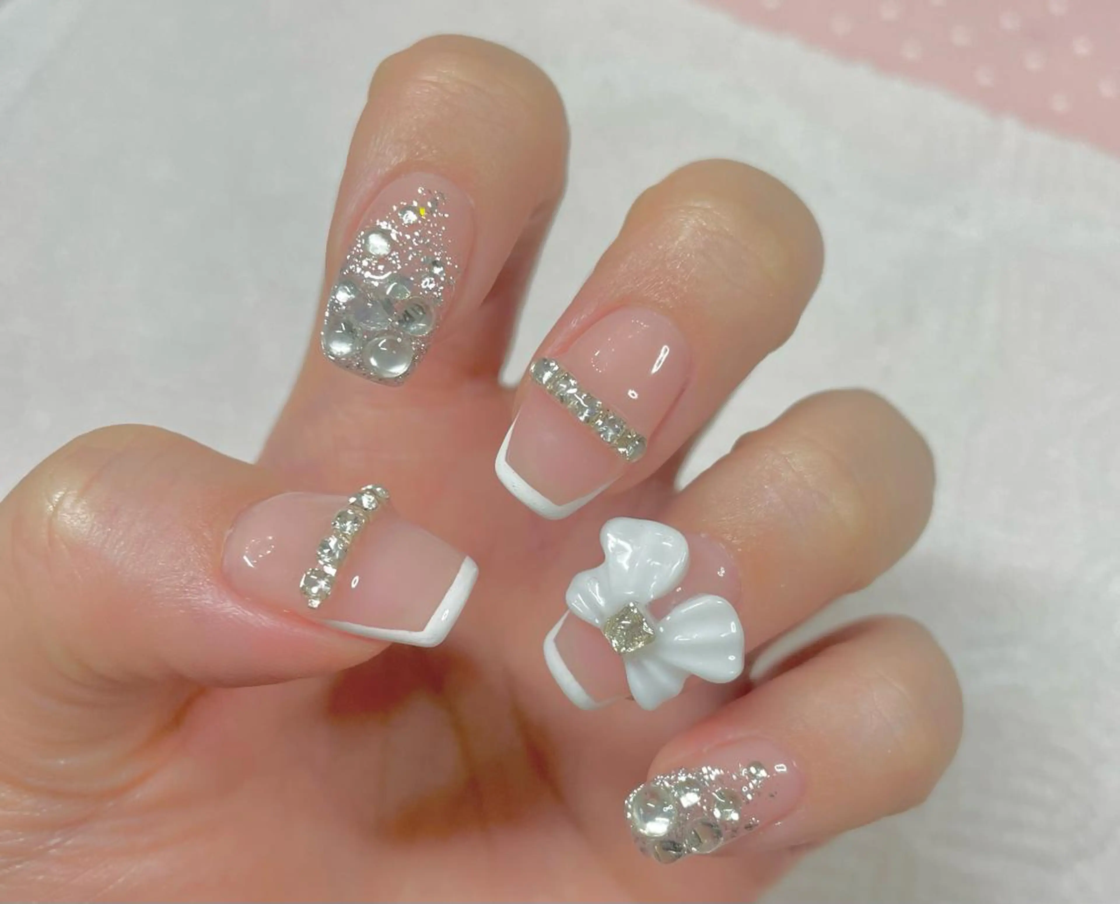 ネイル フレンチネイル ジェルネイル ガーリー 韓国ネイル パラジェル J terrace Nailのネイルデザイン