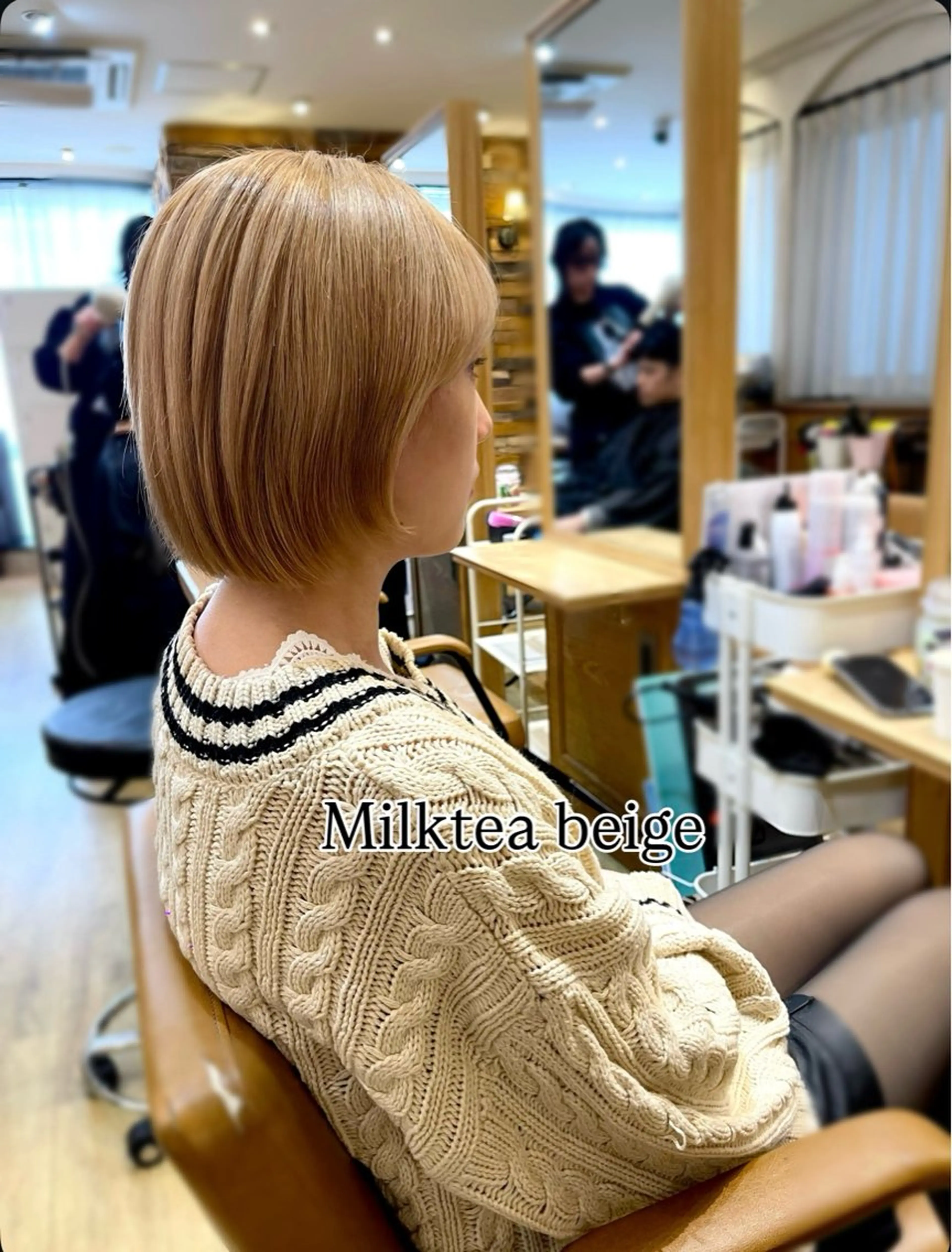 ショート カラー ベージュカラー ハイトーンカラー ハイトーンベージュ ミルクティーベージュ 🌻shuka透明感 艶感カラー/新宿🌻のヘアスタイル