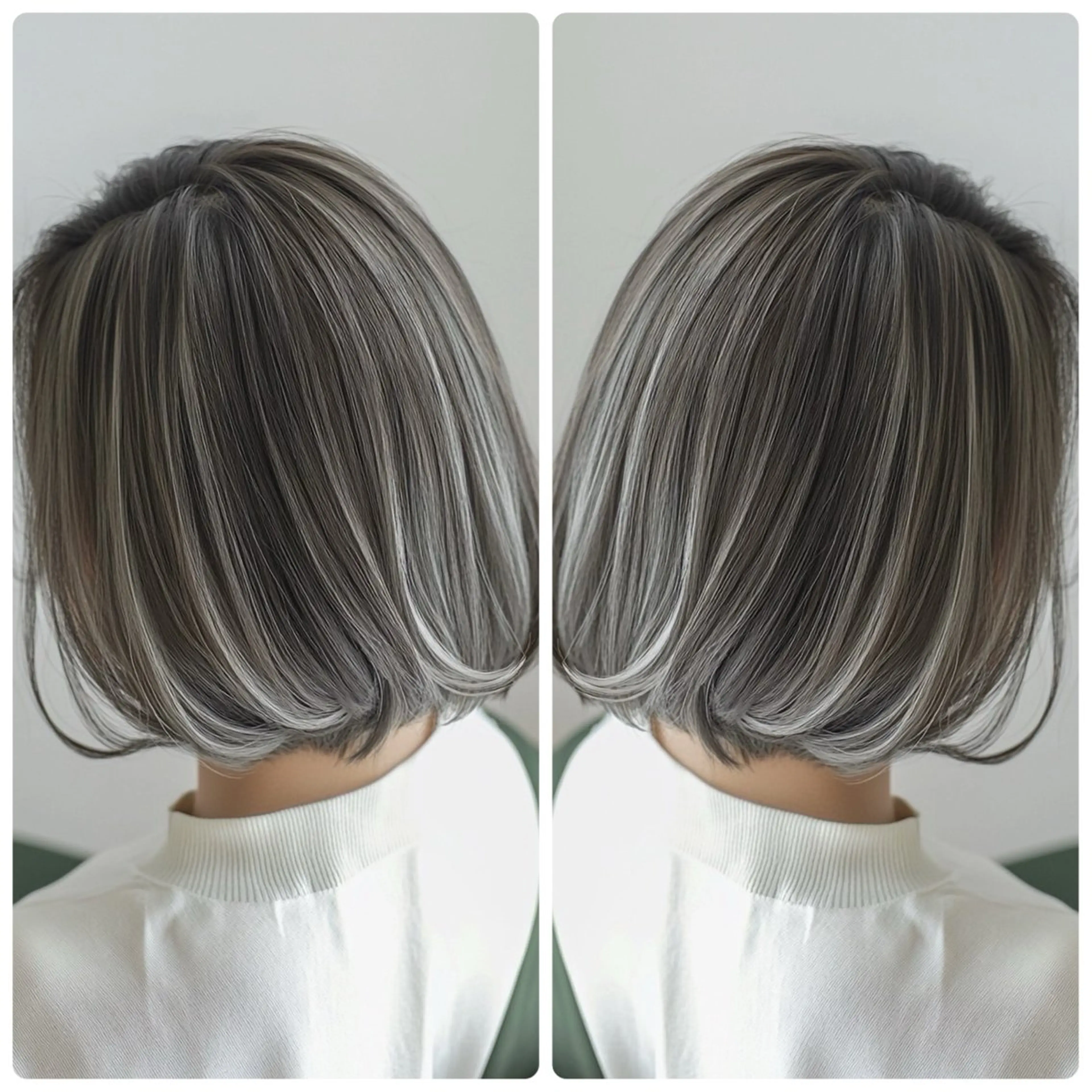 ミディアム ハイライト カット ヘアカラー 保子 祐里香のヘアスタイル