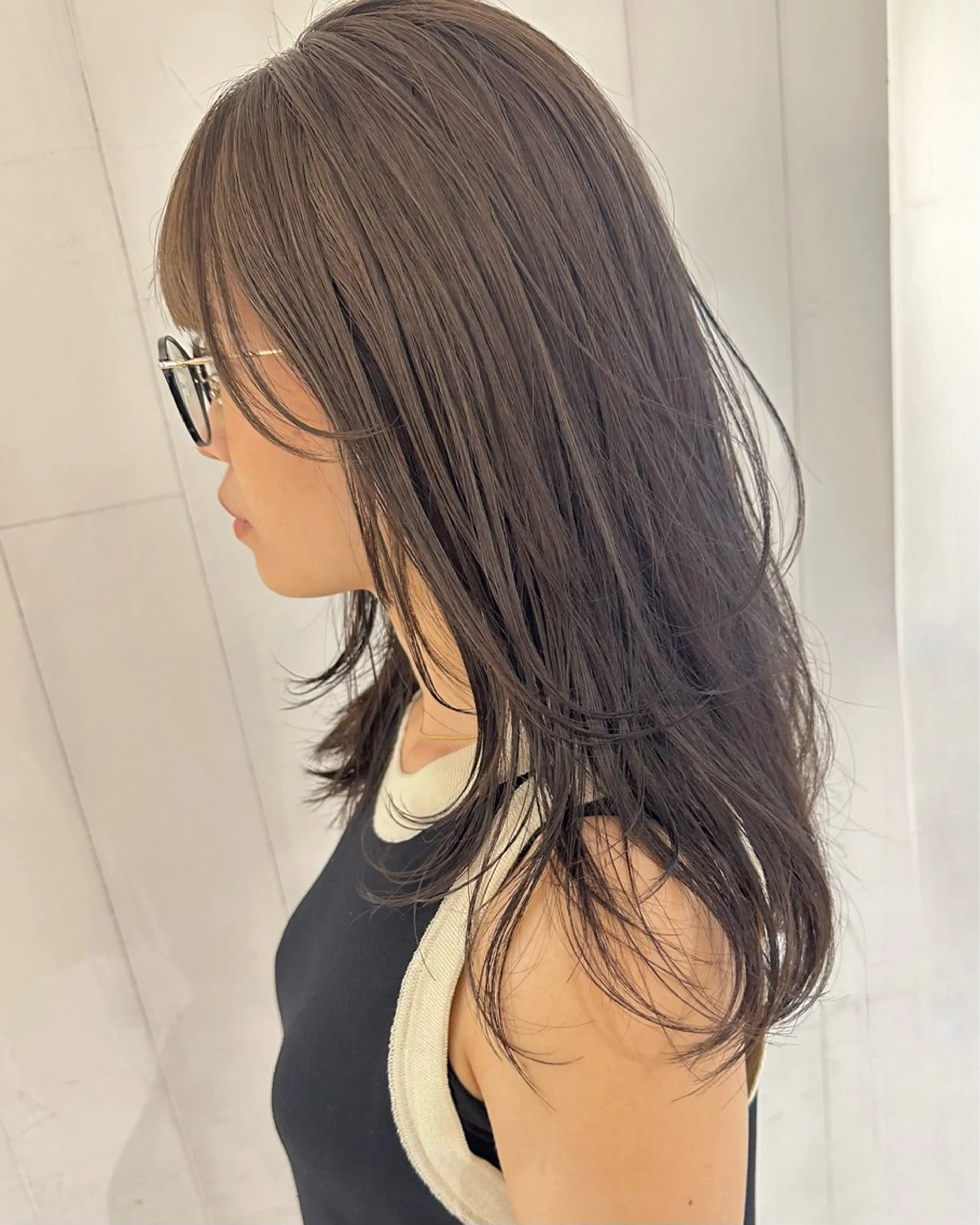 ミディアム カラー ヘアアレンジ ベージュカラー レイヤーカット カット ヘアカラー トリートメント ヘアセット ブリーチなし透け感/ マンツーマン/Ryoのヘアスタイル