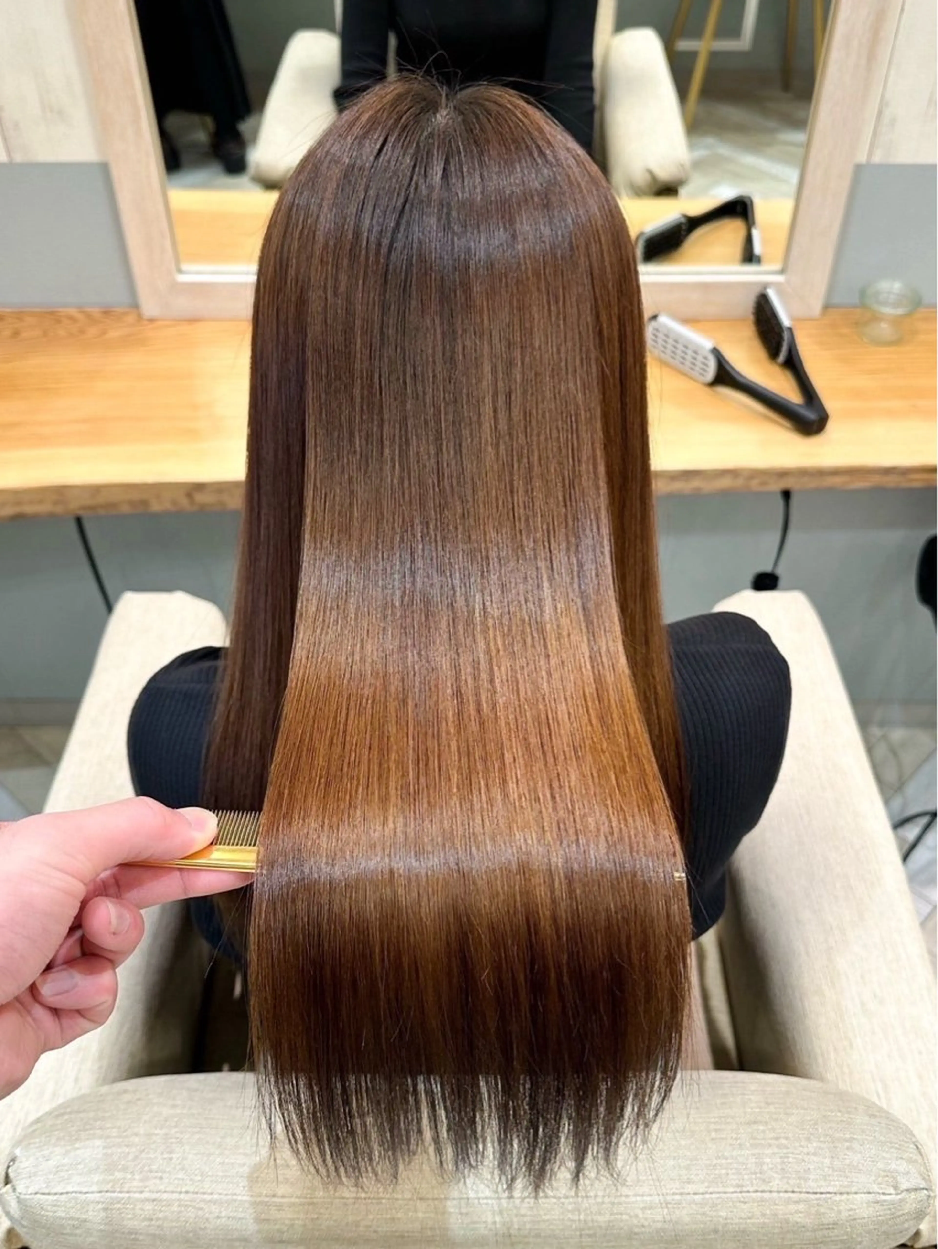 ロング カラー パーマ 縮毛矯正 絶対垢抜けレイヤー/ 透明感カラーリョウヤのヘアスタイル