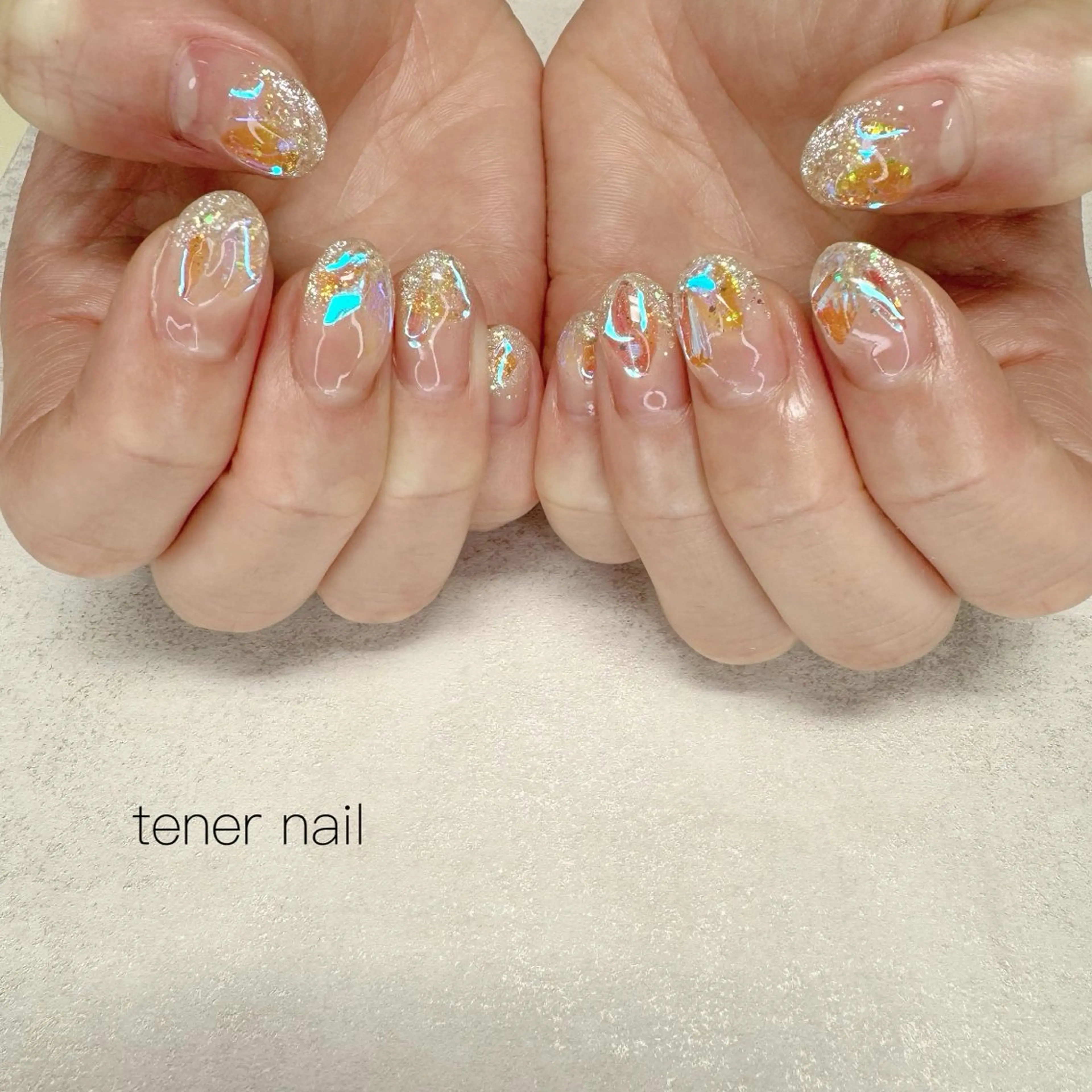 ネイル オーロラネイル ストーンネイル ハンドネイル テネルネイル tener nailのネイルデザイン