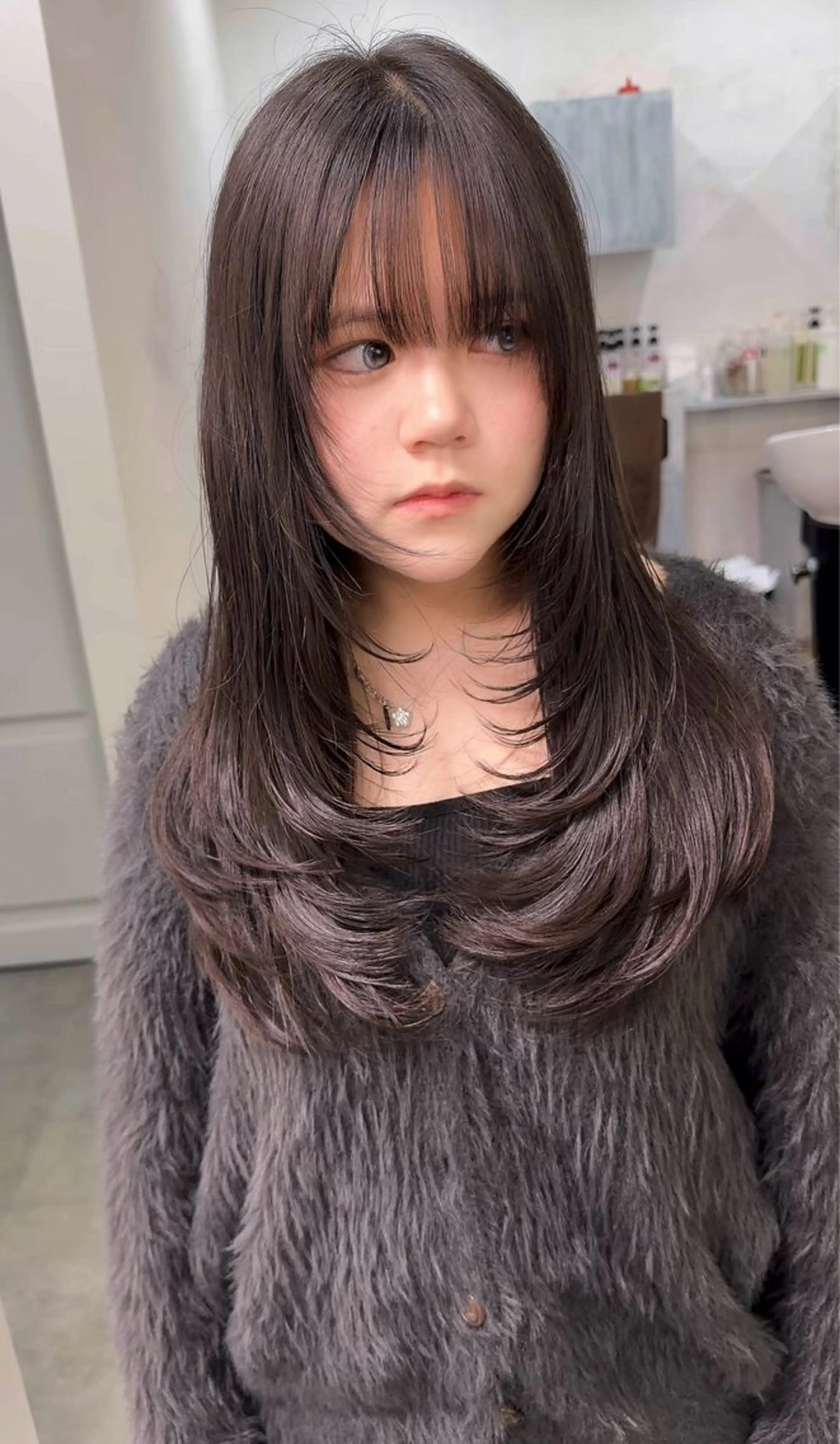 ロング ロングレイヤー 韓国風ヘア レイヤーカット ロング 小顔カット ✨竹下遼也 縮毛矯正/レイヤー✨のヘアスタイル