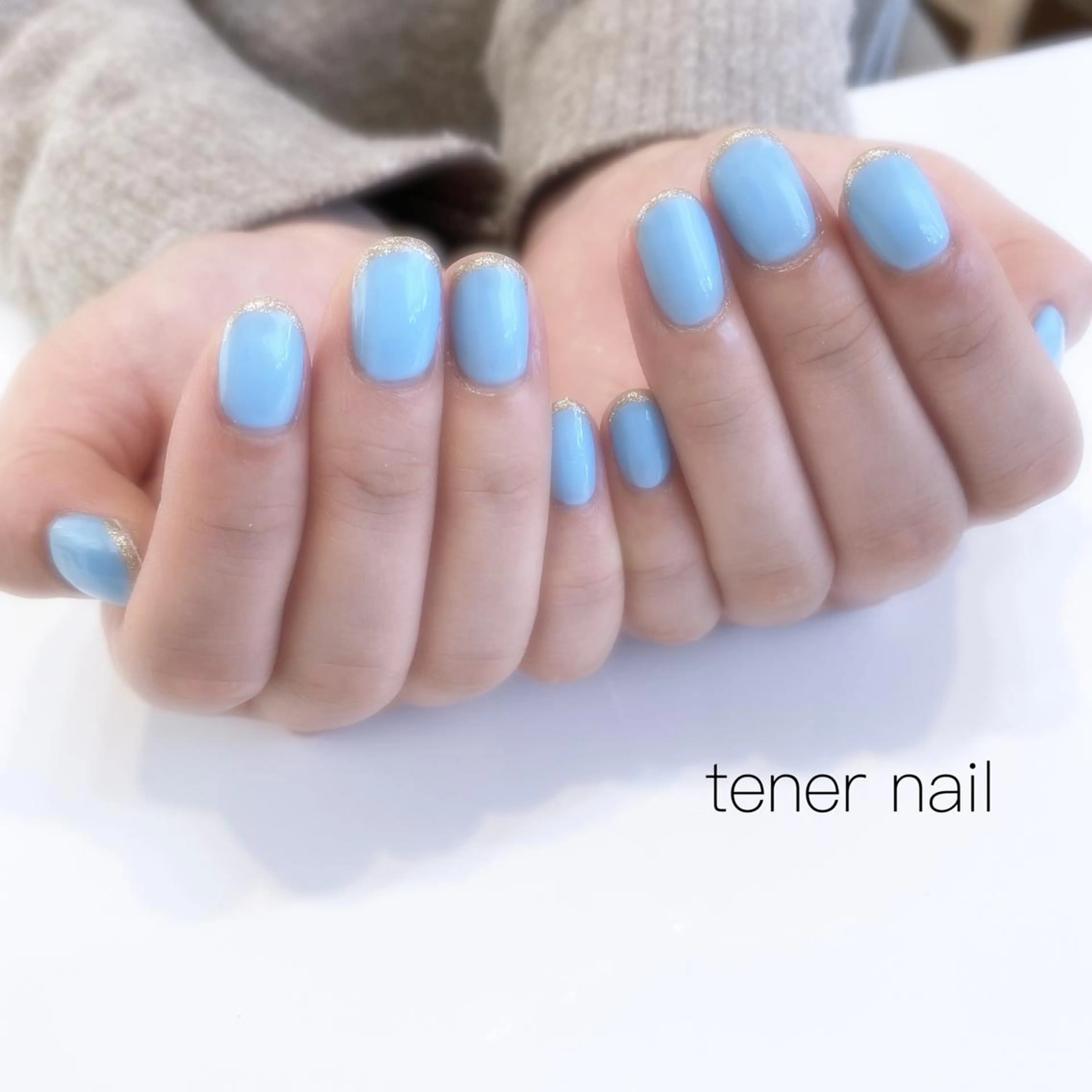 ネイル フレンチネイル 水色 マットネイル テネルネイル tener nailのネイルデザイン
