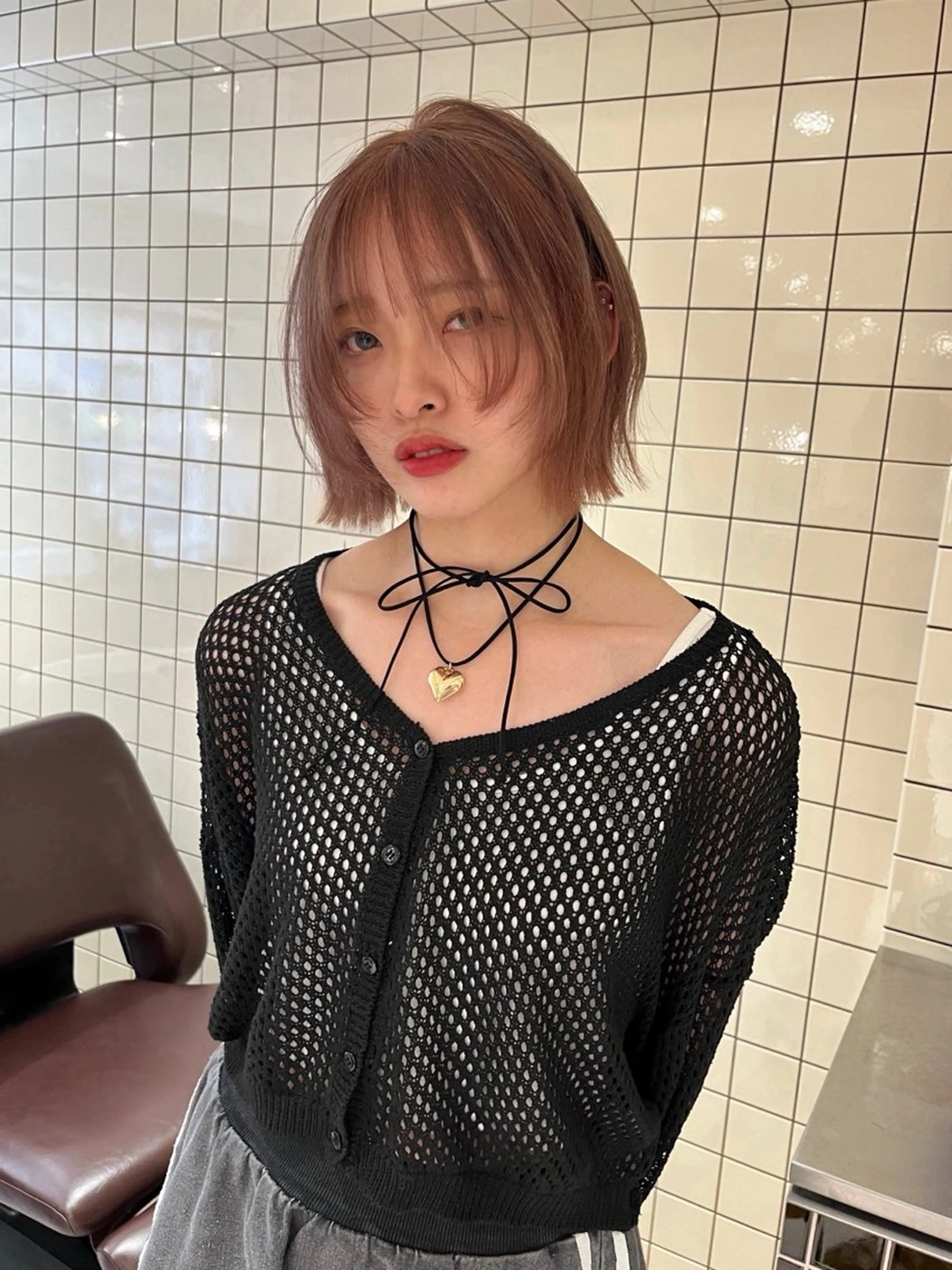 ショート カラー ベージュカラー 顔まわりレイヤー レイヤーカット ヘアセット🎀パーマ Tsubasaのヘアスタイル