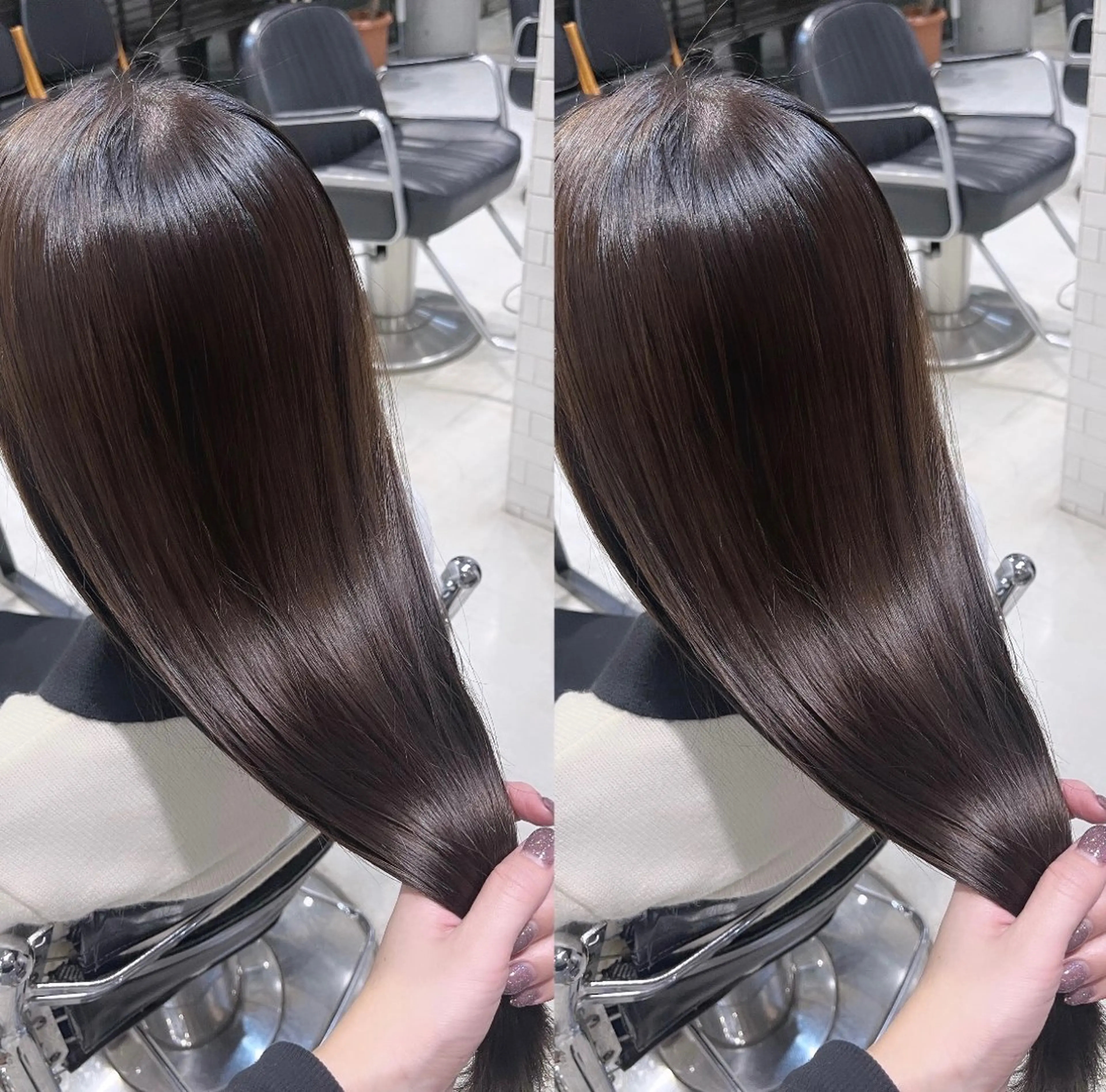 ロング カラー パーマ ヘアアレンジ ベージュカラー グレージュ ハイライトカラー イルミナカラー シアーベージュ 透明感/オリーブ/ グレージュ/YUKAのヘアスタイル