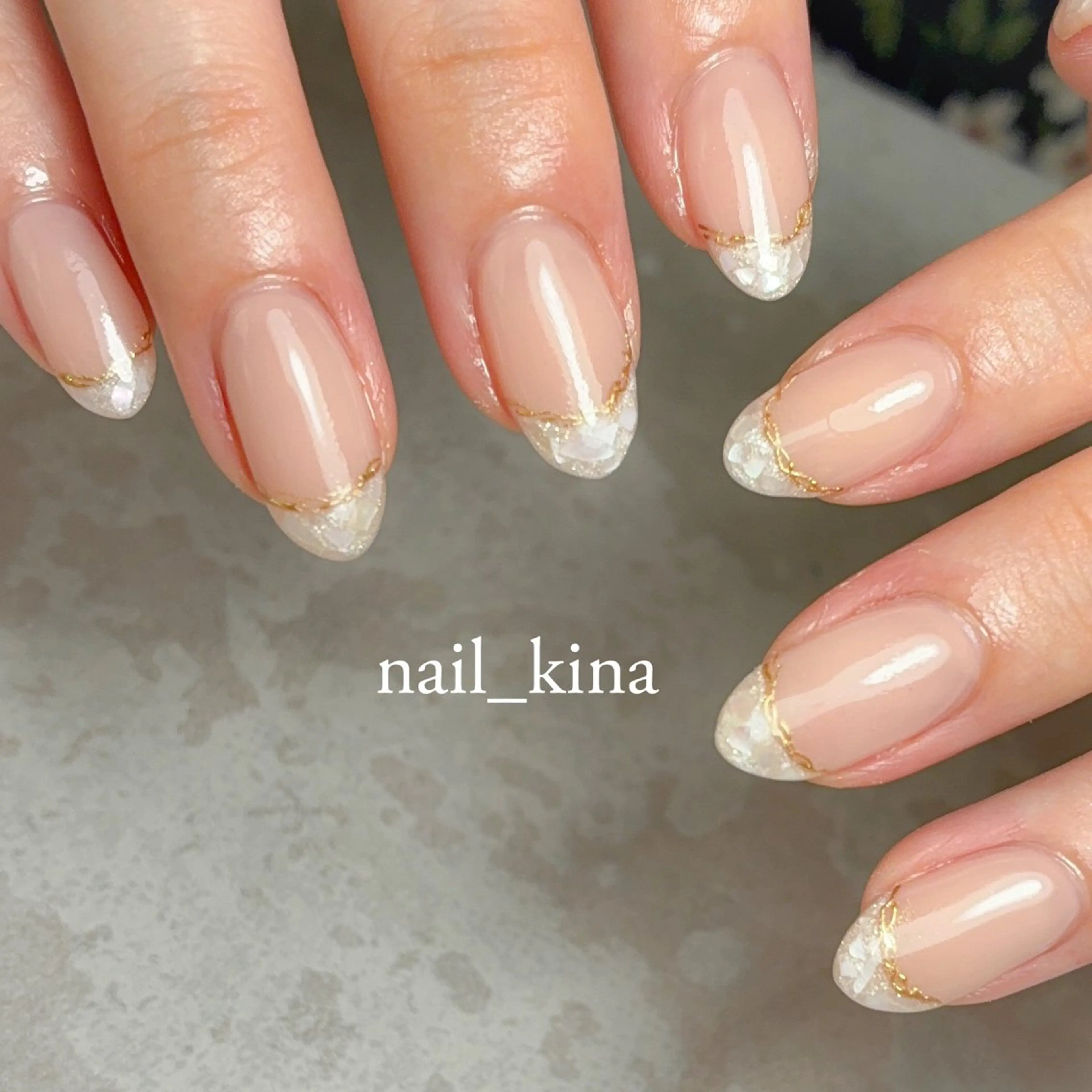ネイル フレンチネイル ミラーネイル オフィスネイル nail_ kinaのネイルデザイン