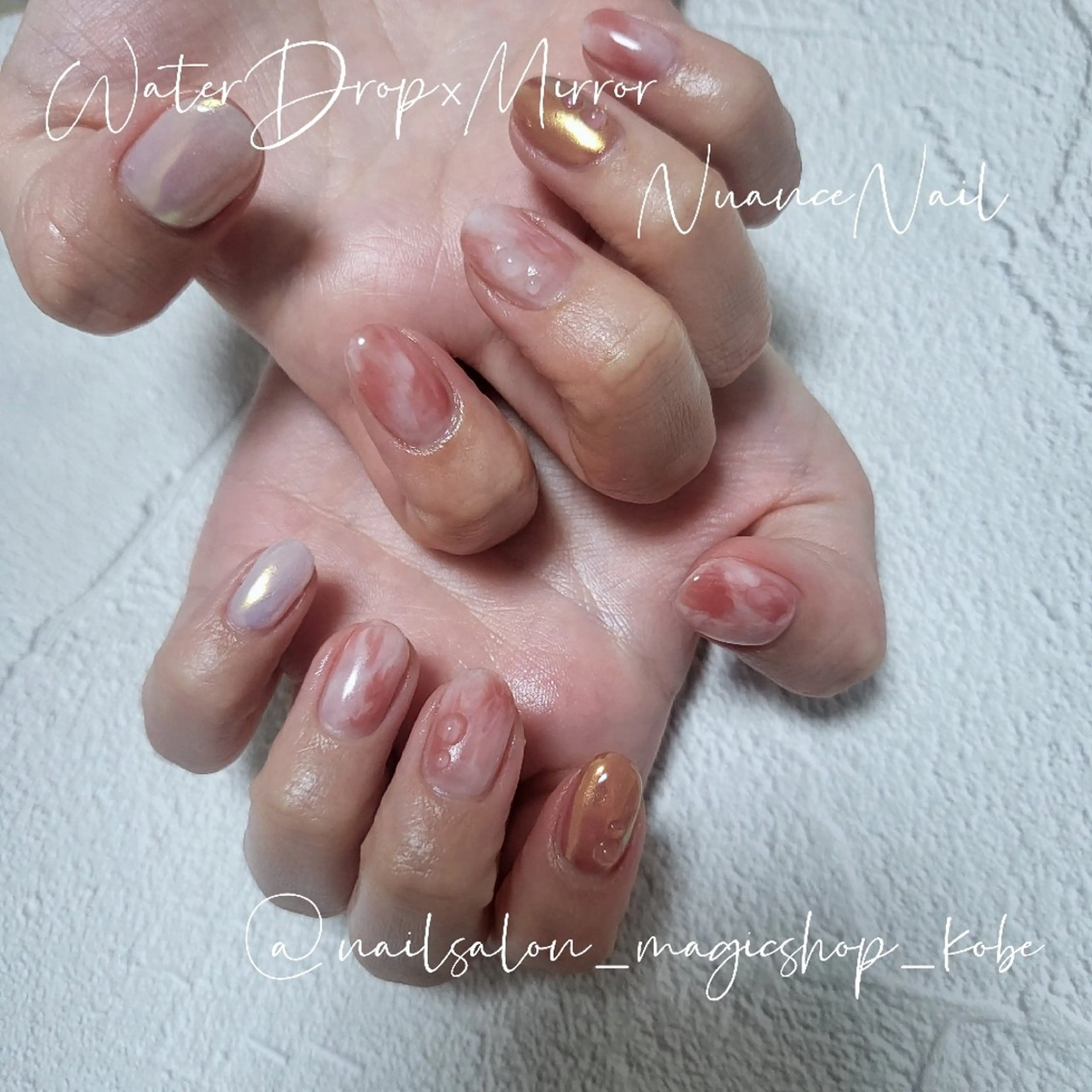 ネイル クリアネイル ジェルネイル ミラーネイル ニュアンスネイル ピンク ハンドネイル Nailsalon MagicShopのネイルデザイン