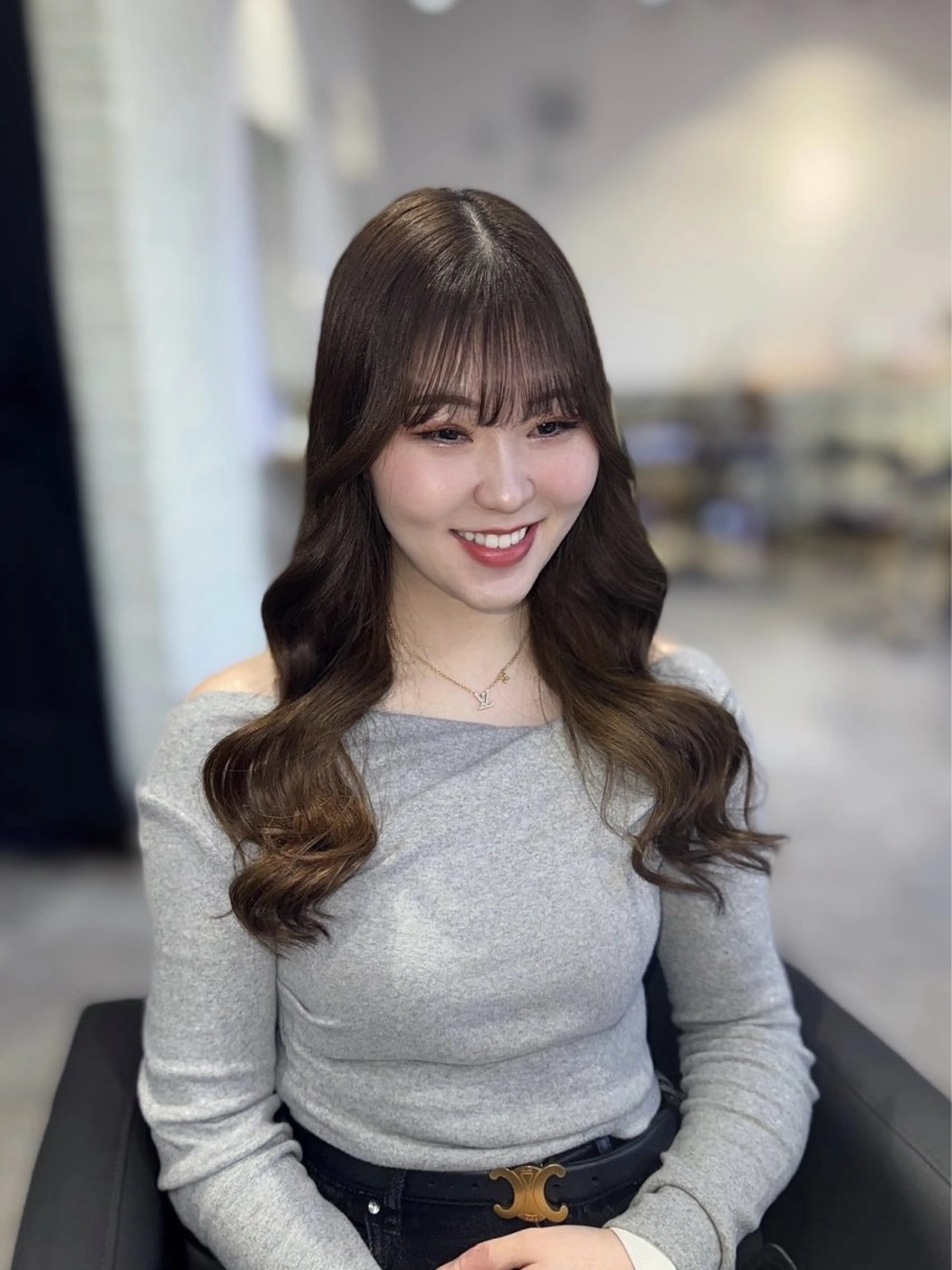 ロング カット ヘアカラー トリートメント 🎀韓国風顔周り× 透明感/梅田/アリサのヘアスタイル