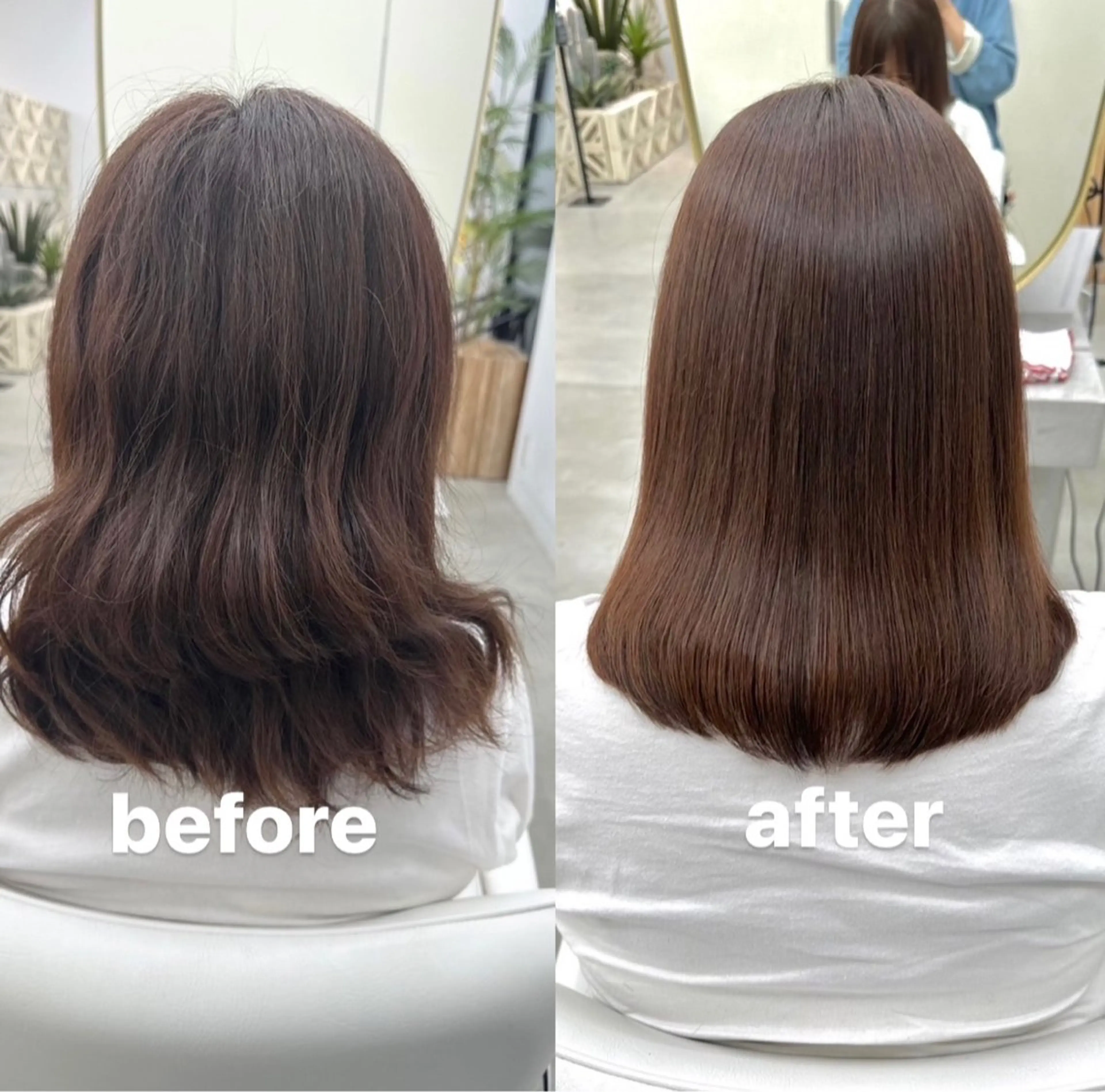 セミロング 縮毛矯正 レイヤーボブ/名駅/ くびれボブ/縮毛矯正のヘアスタイル