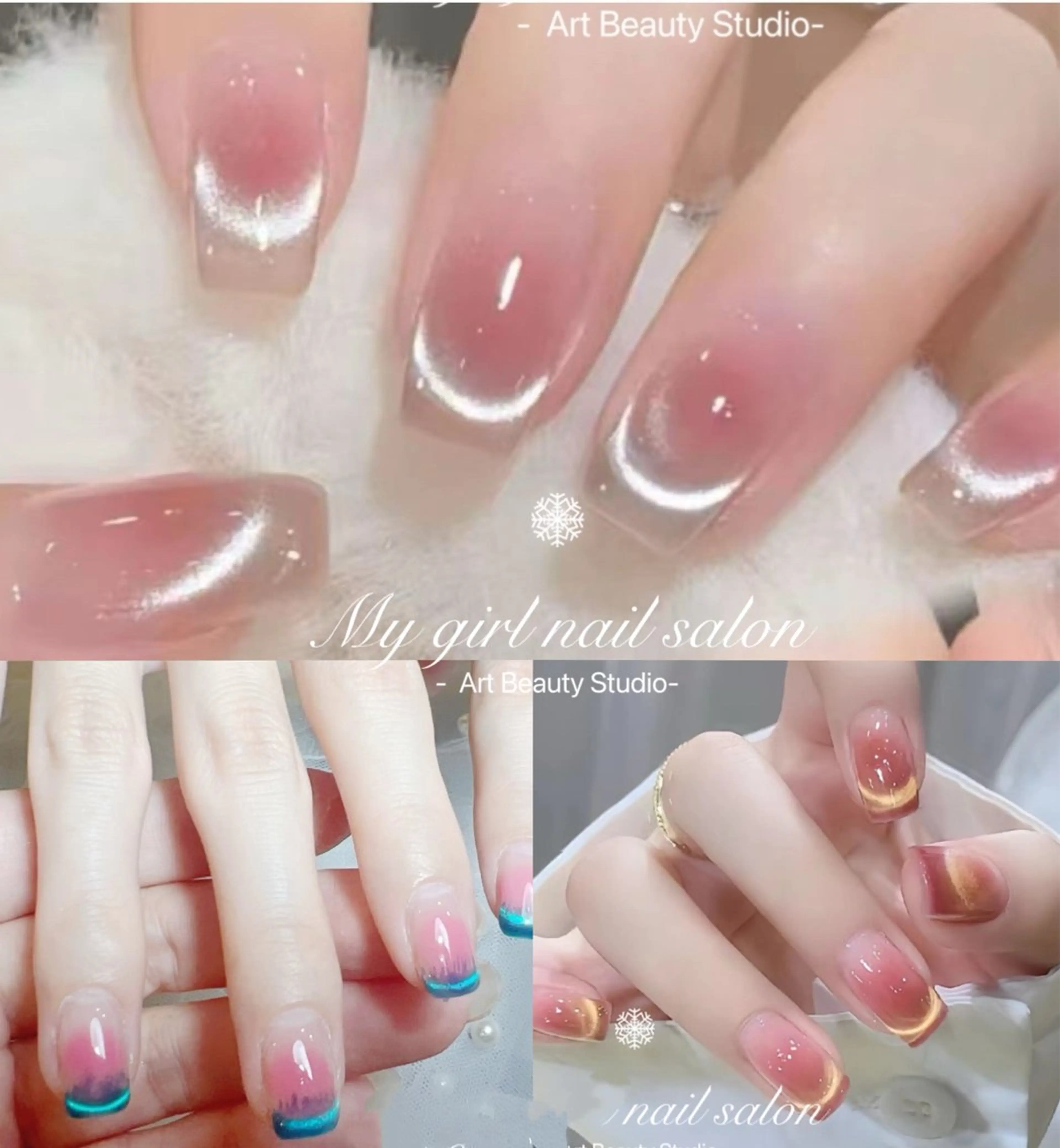 ネイル チークネイル フレンチネイル マグネットネイル マグネットフレンチ My Girl nailsalonのネイルデザイン