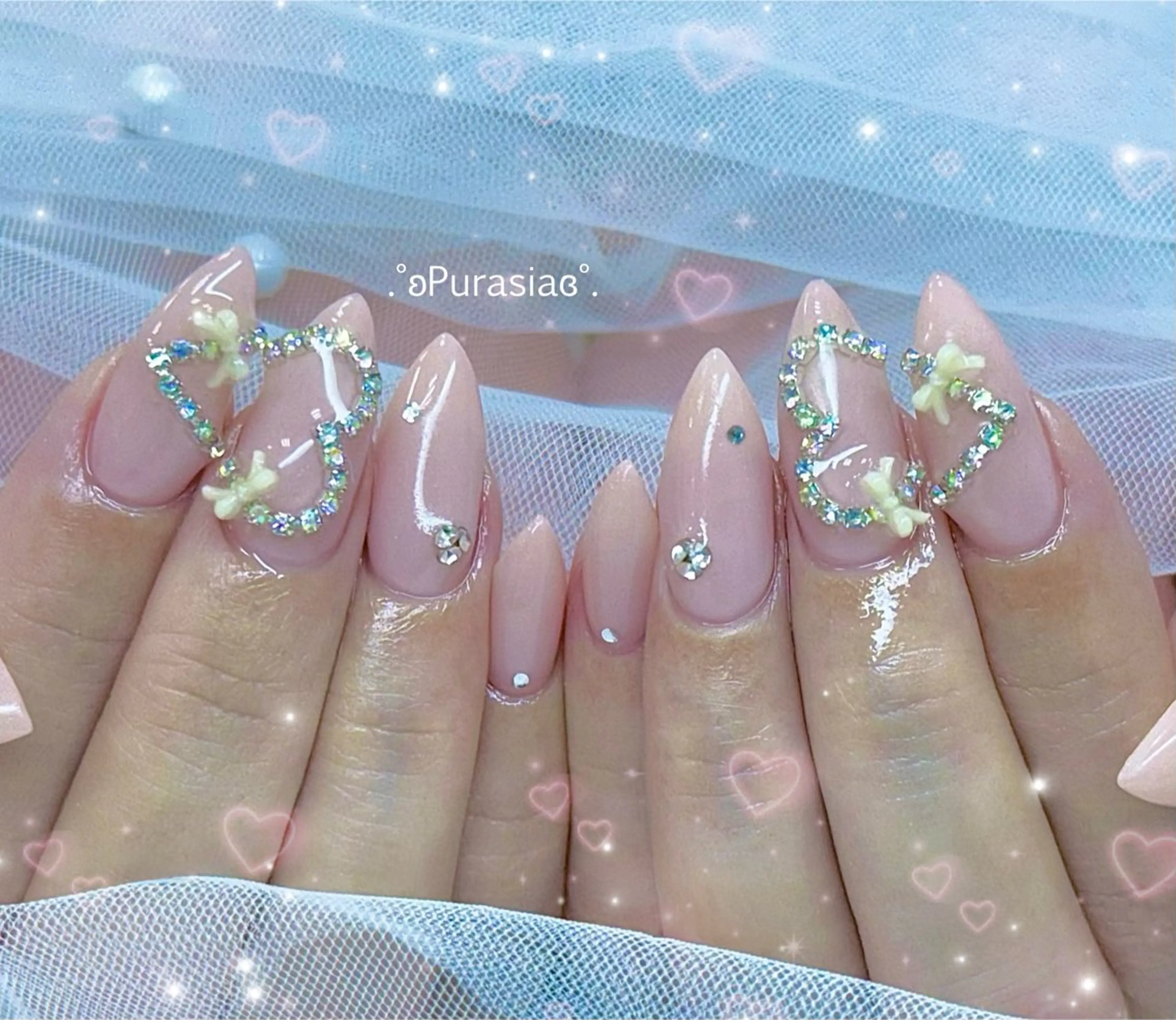 ネイル キラキラネイル 韓国ネイル ワンホンネイル ハンドネイル Purasia高橋✧ マグ/ワンホン/地雷のネイルデザイン