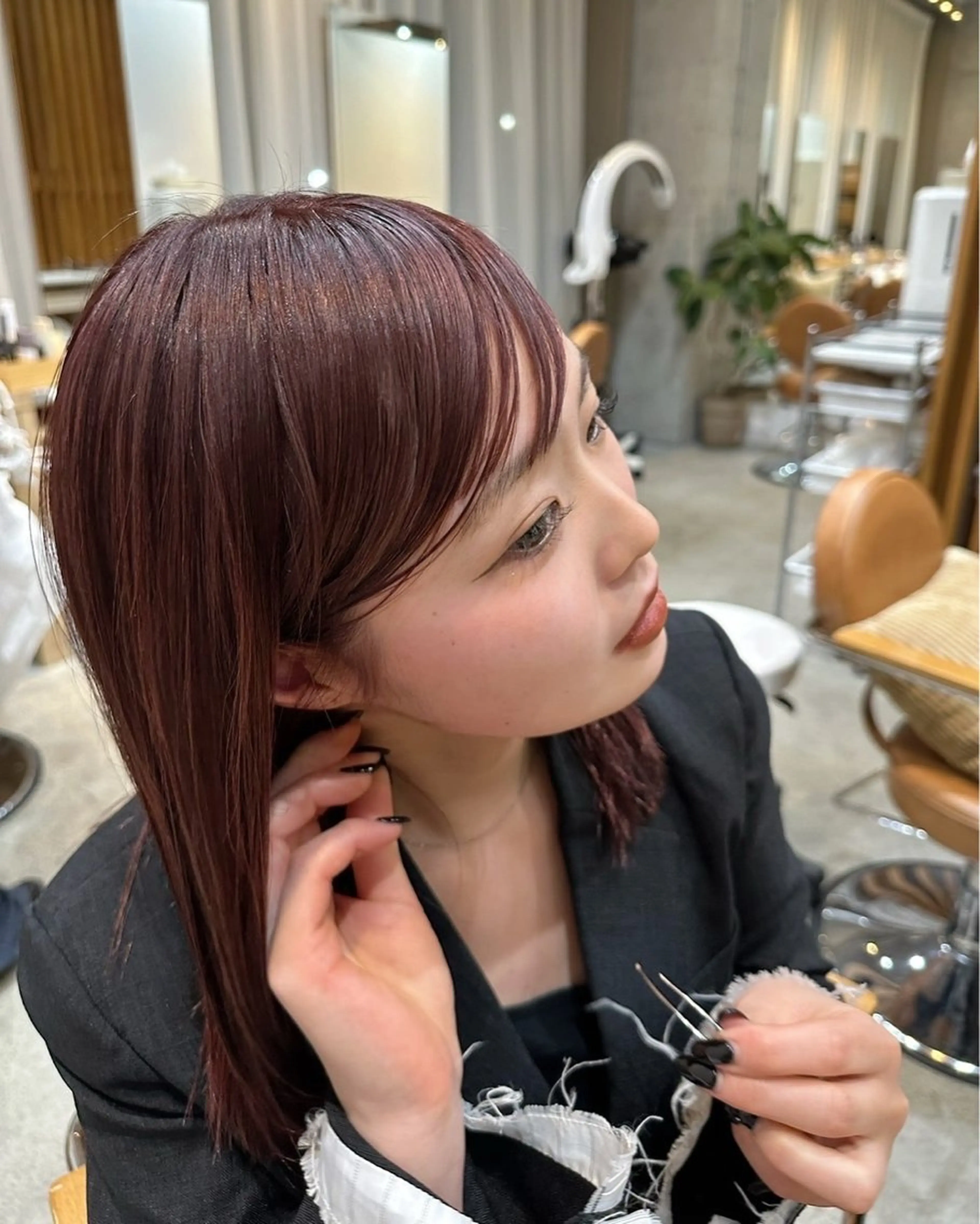 ミディアム カラー 顔まわりカット/艶髪 カラー✨けいとのヘアスタイル