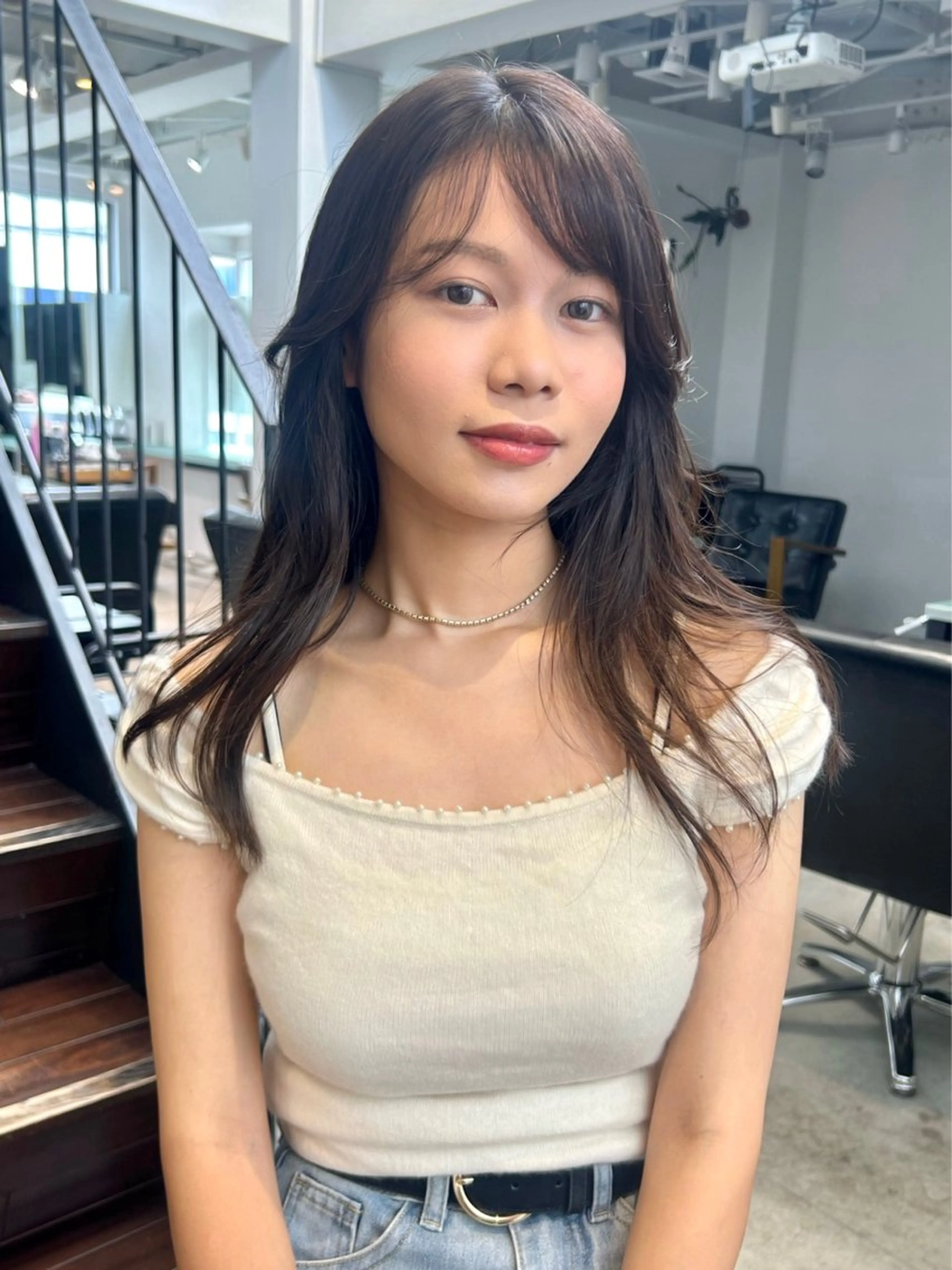 セミロング カラー パーマ カット ヘアカラー レイヤー/透明感/ ブリーチなし/わかなのヘアスタイル