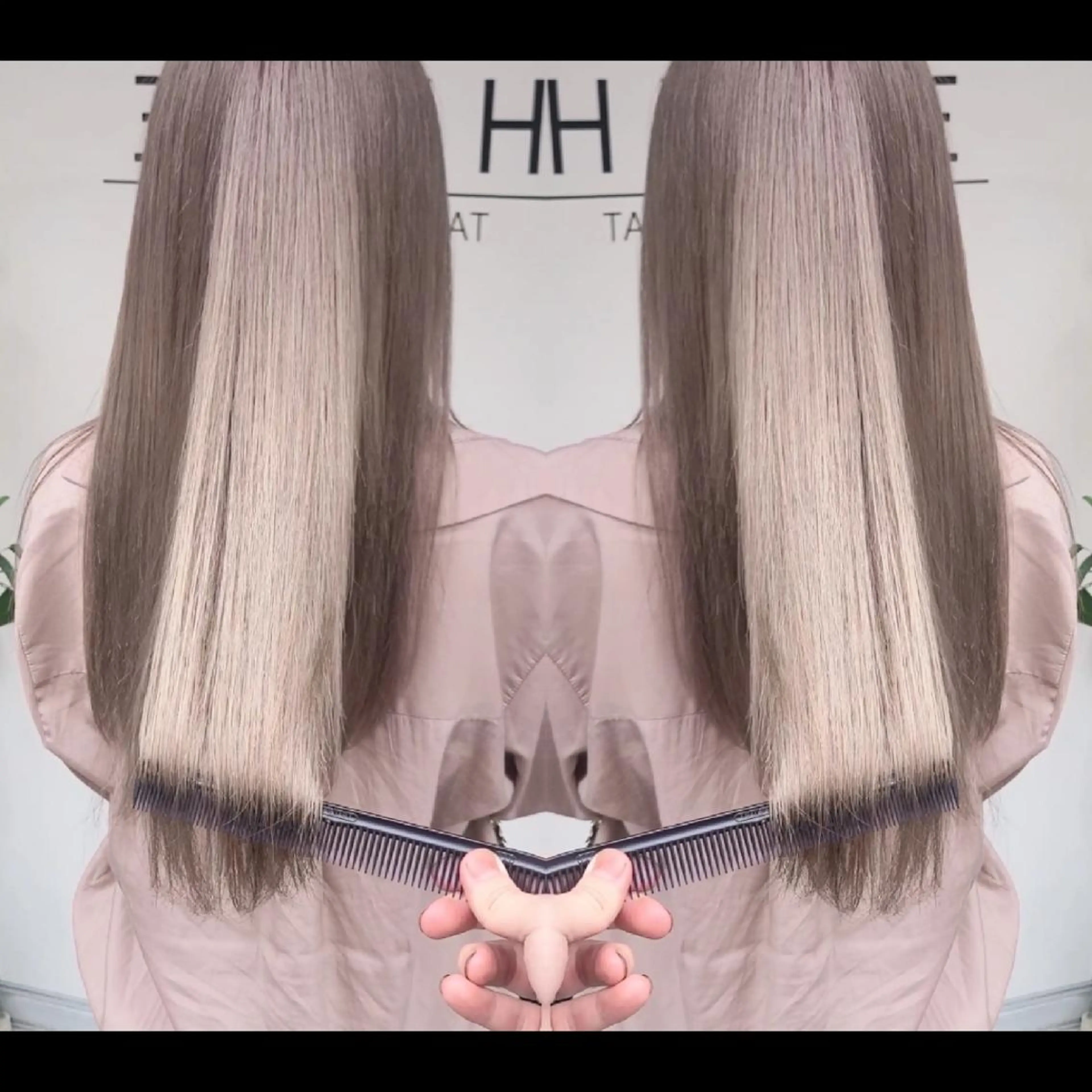 ロング カラー アッシュ アッシュグレー バレイヤージュ ベージュカラー ブリーチ ヘアカラー バレイヤージュ/ ハイライト/大内格のヘアスタイル