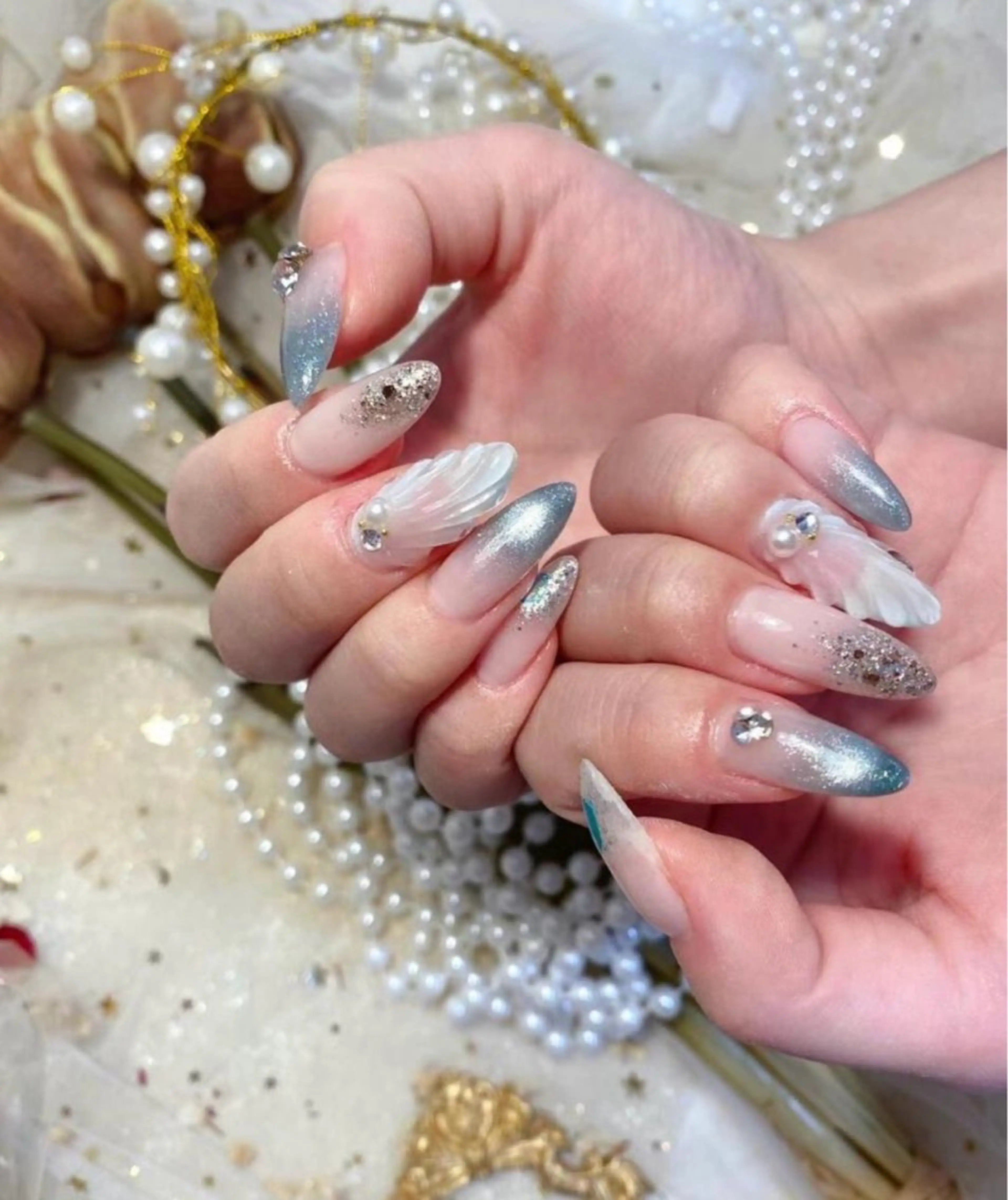 ネイル アートネイル フットネイル ジェルネイル ハート マグネットネイル Babarla Nailのネイルデザイン