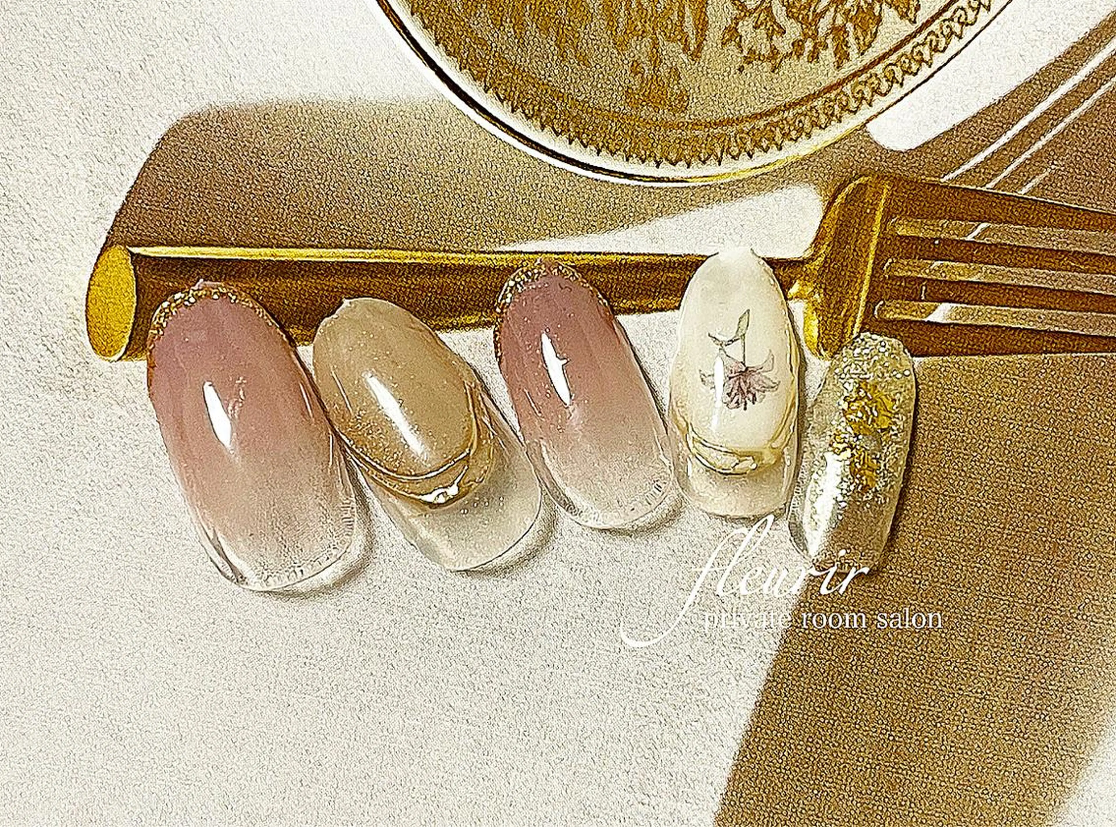 ネイル アートネイル 長さ出し フレンチネイル ジェルネイル グラデーション フルリール 【プライベートサロンのネイルデザイン