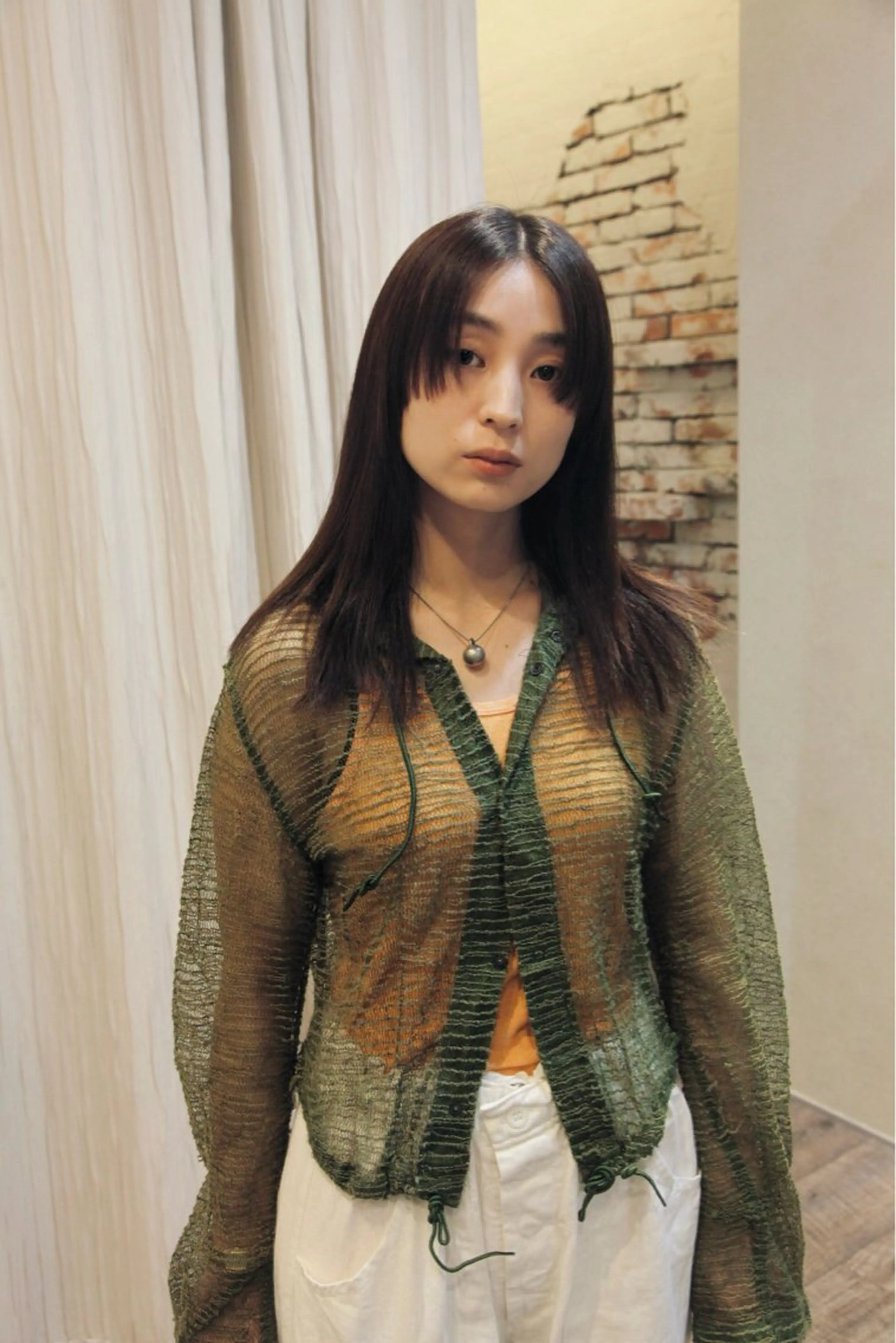 セミロング 顔周りカット カット トリートメント デザインパーマ 藤田和樹のヘアスタイル