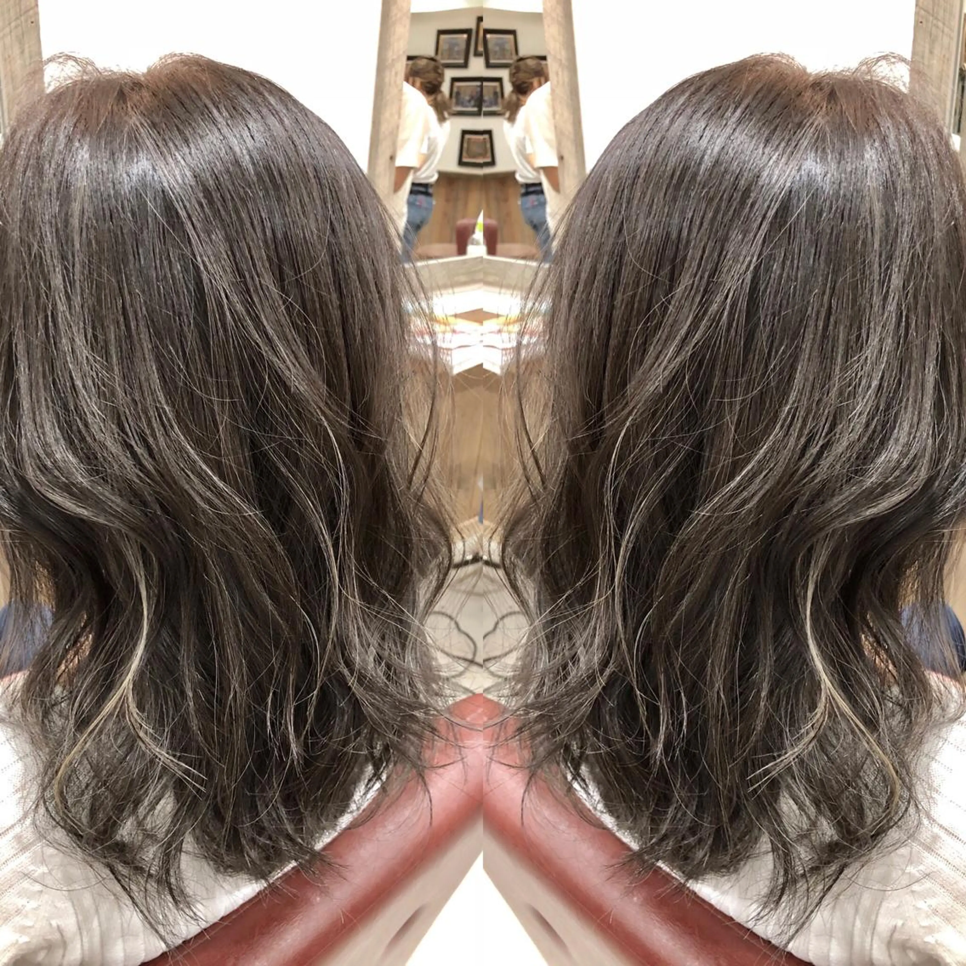 セミロング カラー ハイライトカラー ハイライト M IIのヘアスタイル