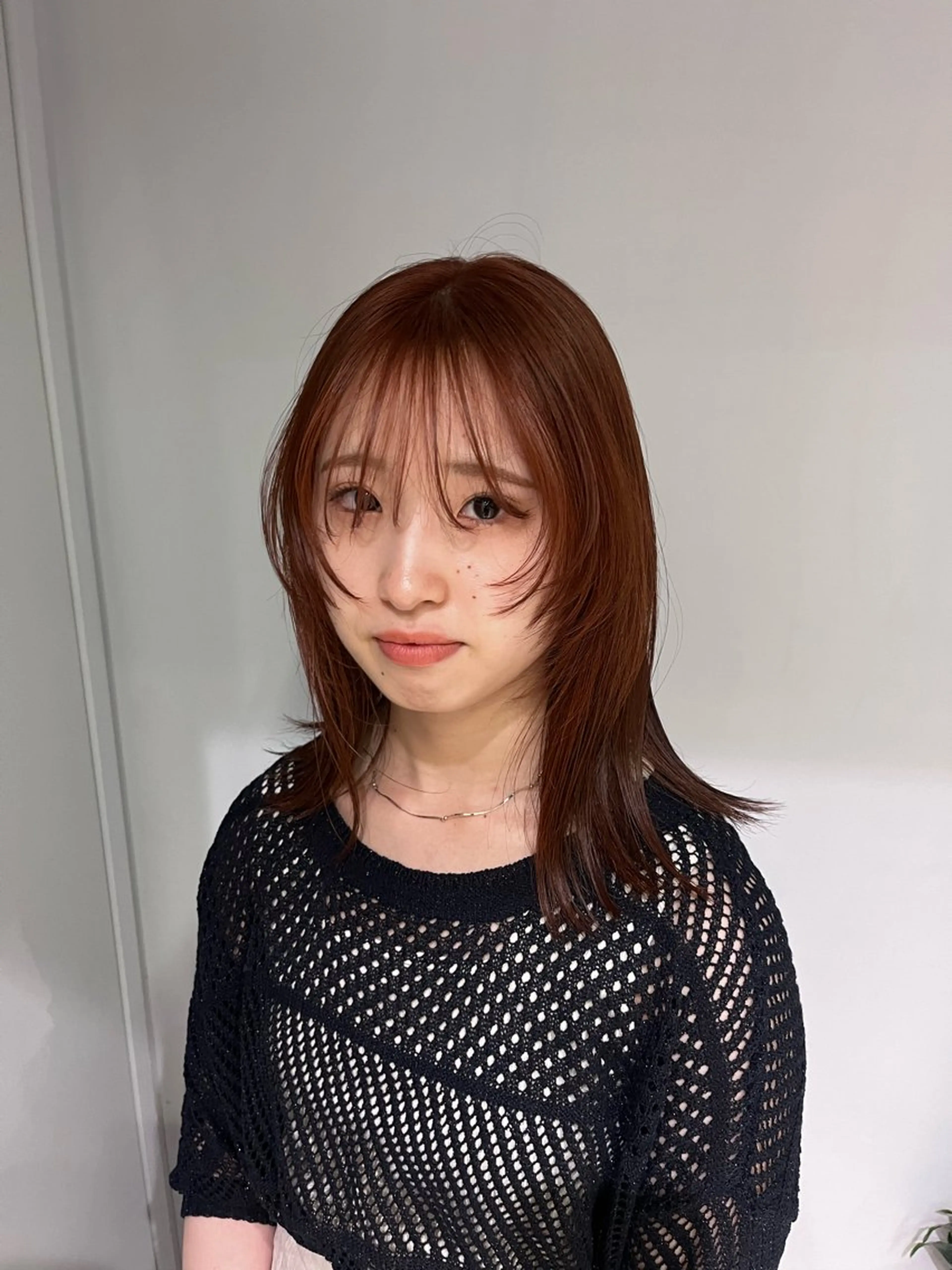 ミディアム カラー 顔周りカット -みつま はるな-のヘアスタイル