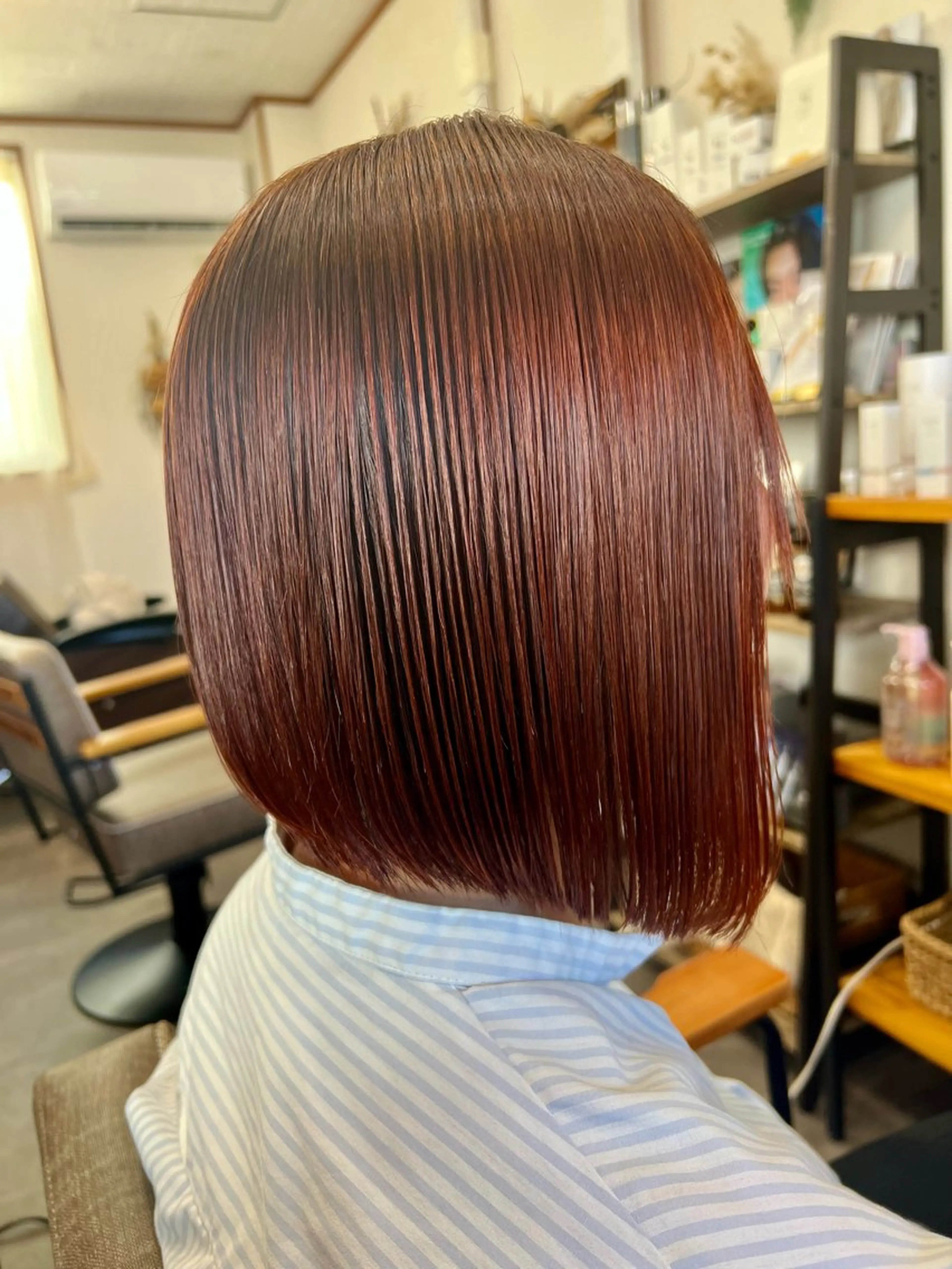 ミディアム カラー オレンジ hair works raptureのヘアスタイル